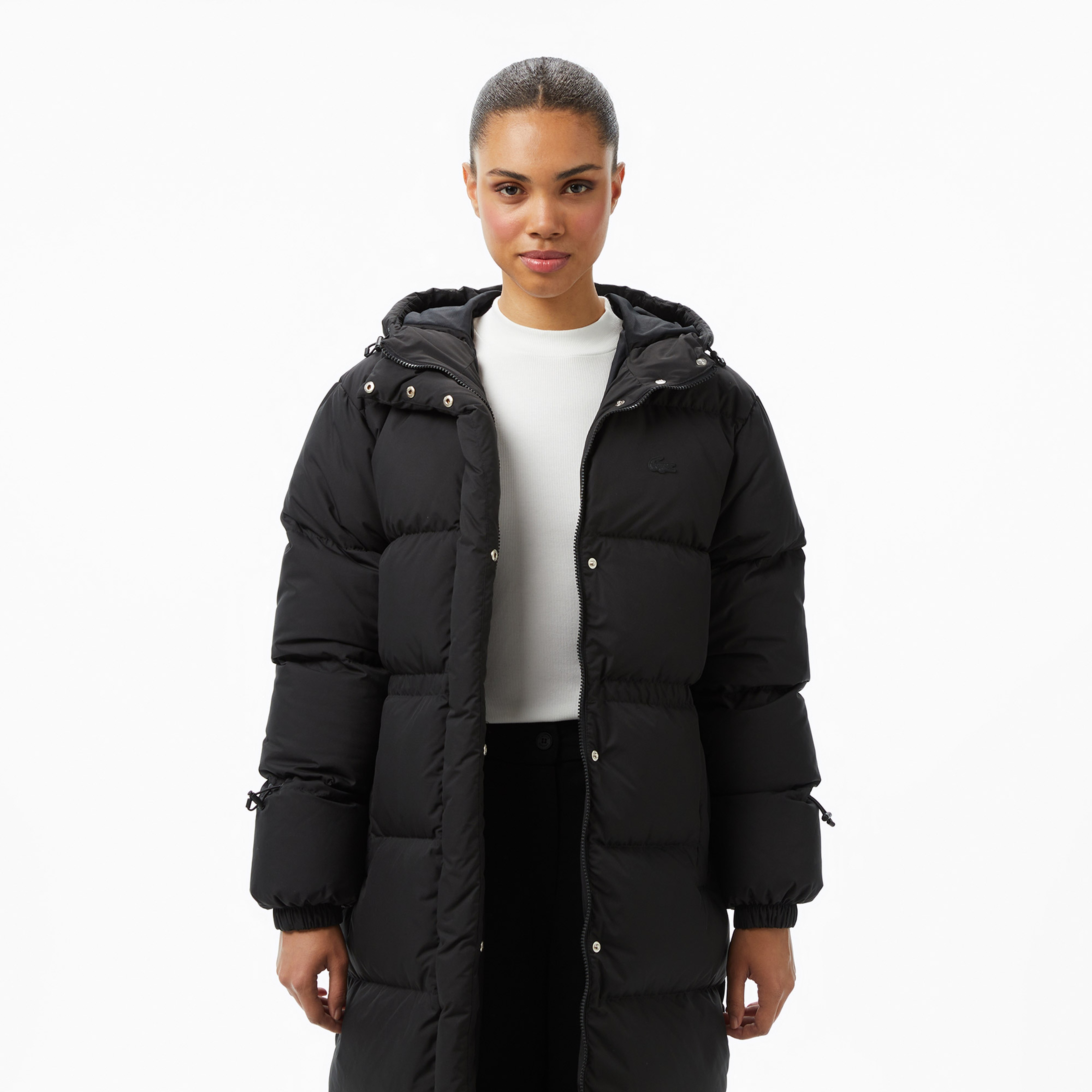 Lacoste Kadın Kapüşonlu Siyah Mont