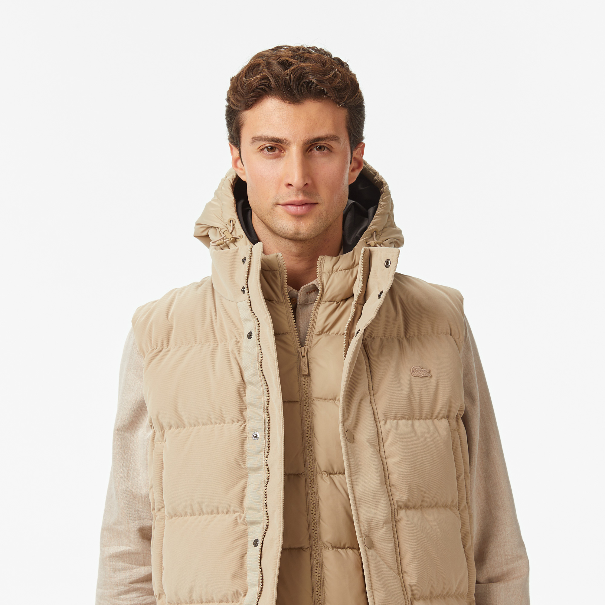 Erkek Kapüşonlu Açık Kahverengi Yelek