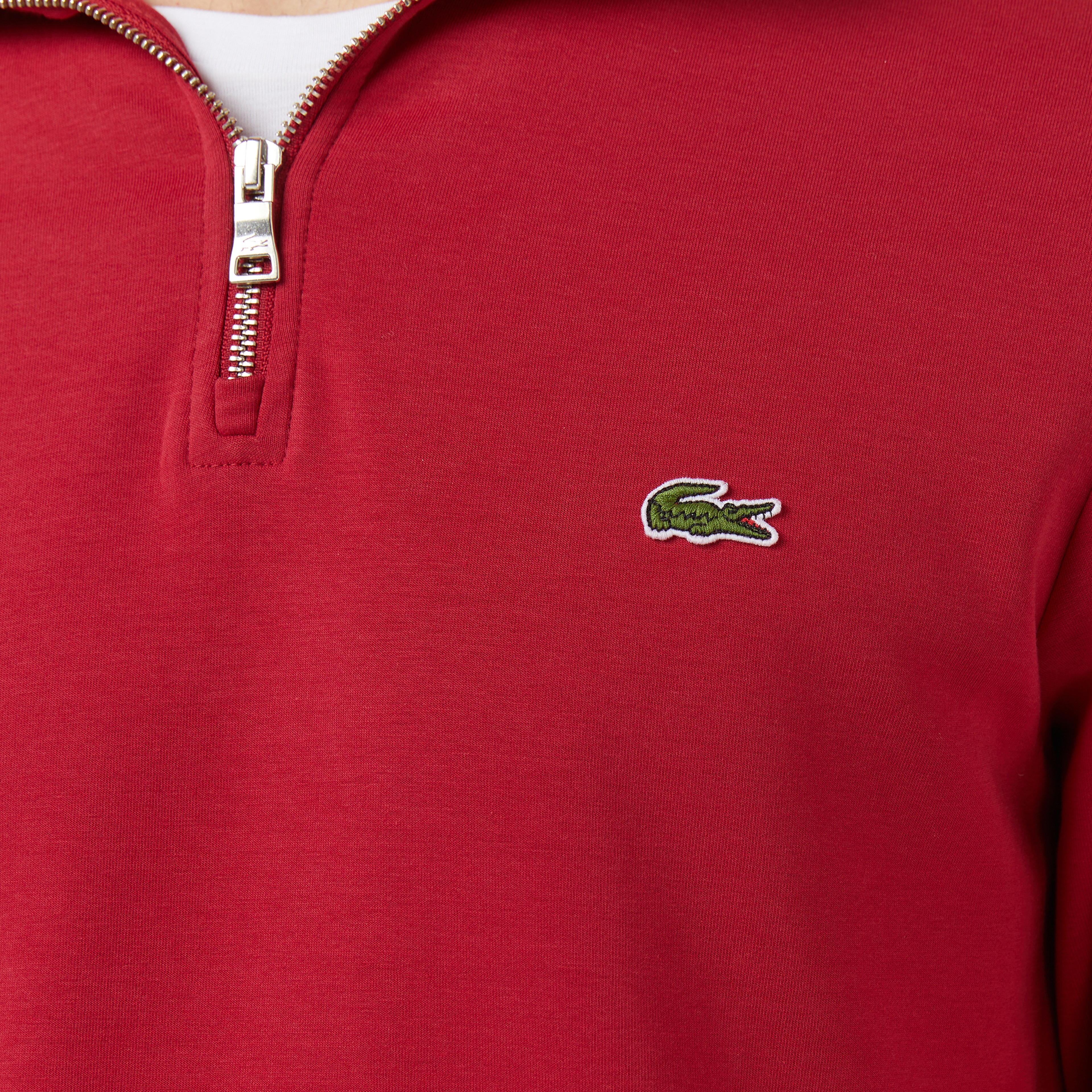 Lacoste Erkek Classic Fit Yarım Fermuarlı Bordo Sweatshirt
