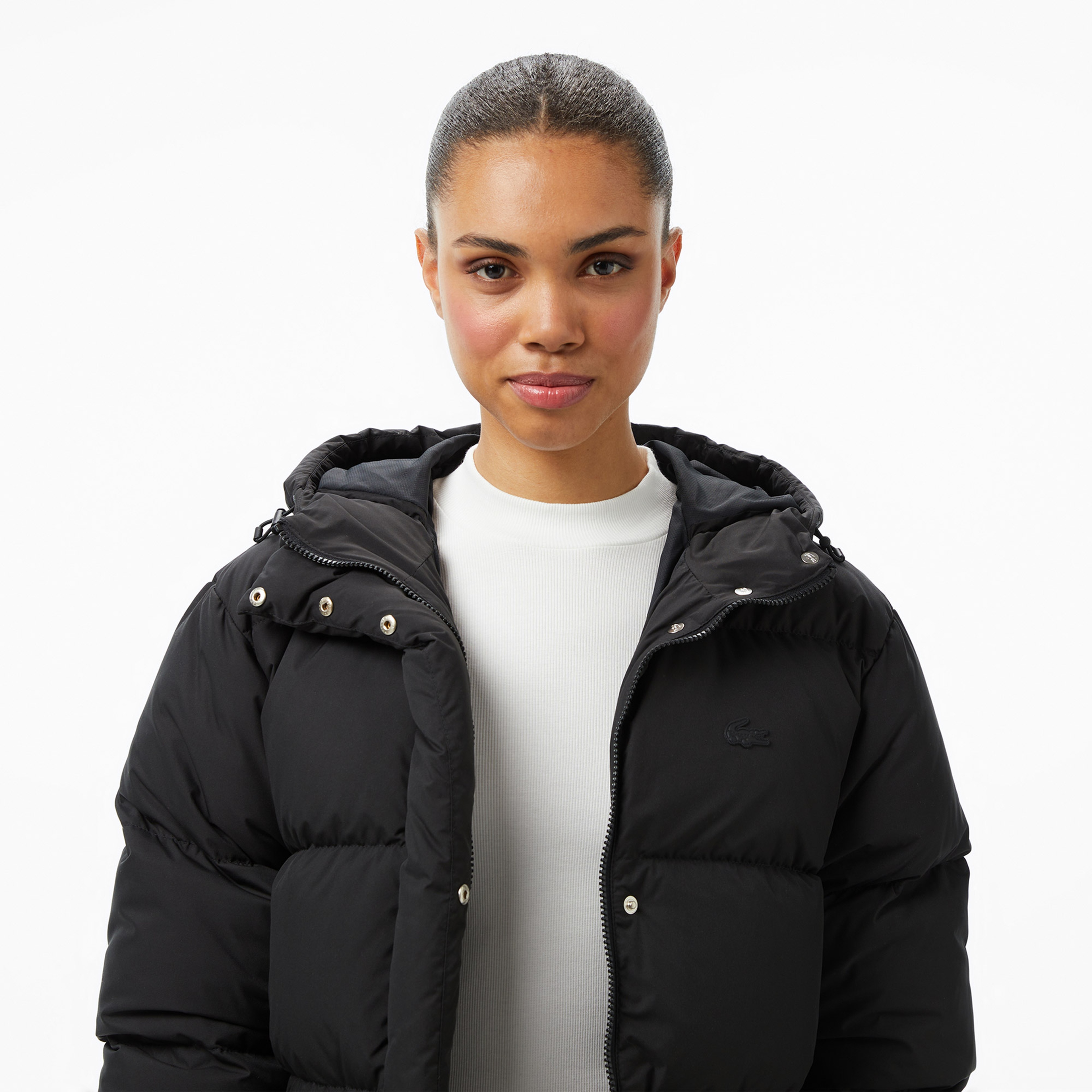 Lacoste Kadın Kapüşonlu Siyah Mont