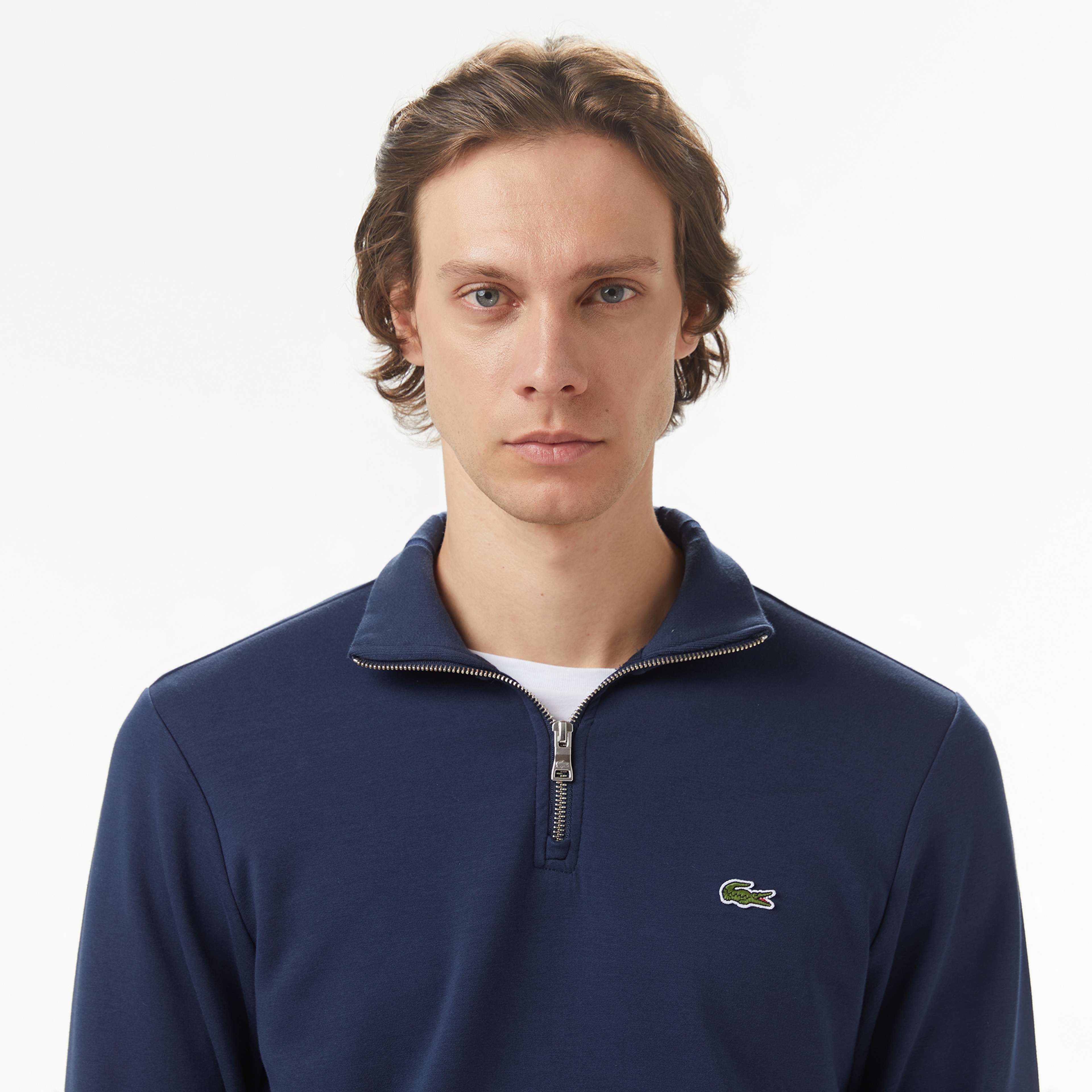 Lacoste Erkek Classic Fit Yarım Fermuarlı Lacivert Sweatshirt