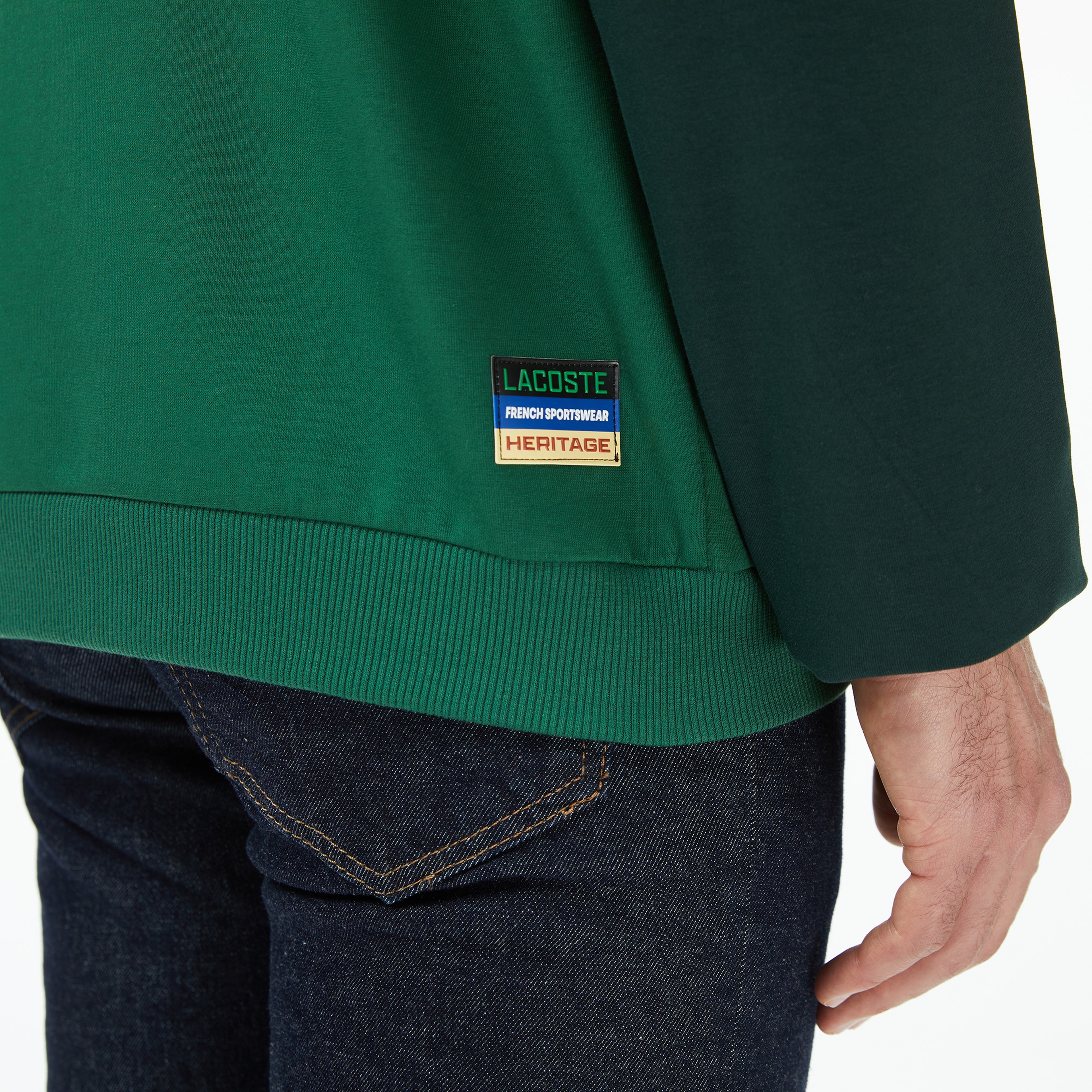Lacoste Erkek Slim Fit Kapüşonlu Renk Bloklu Yeşil Sweatshirt