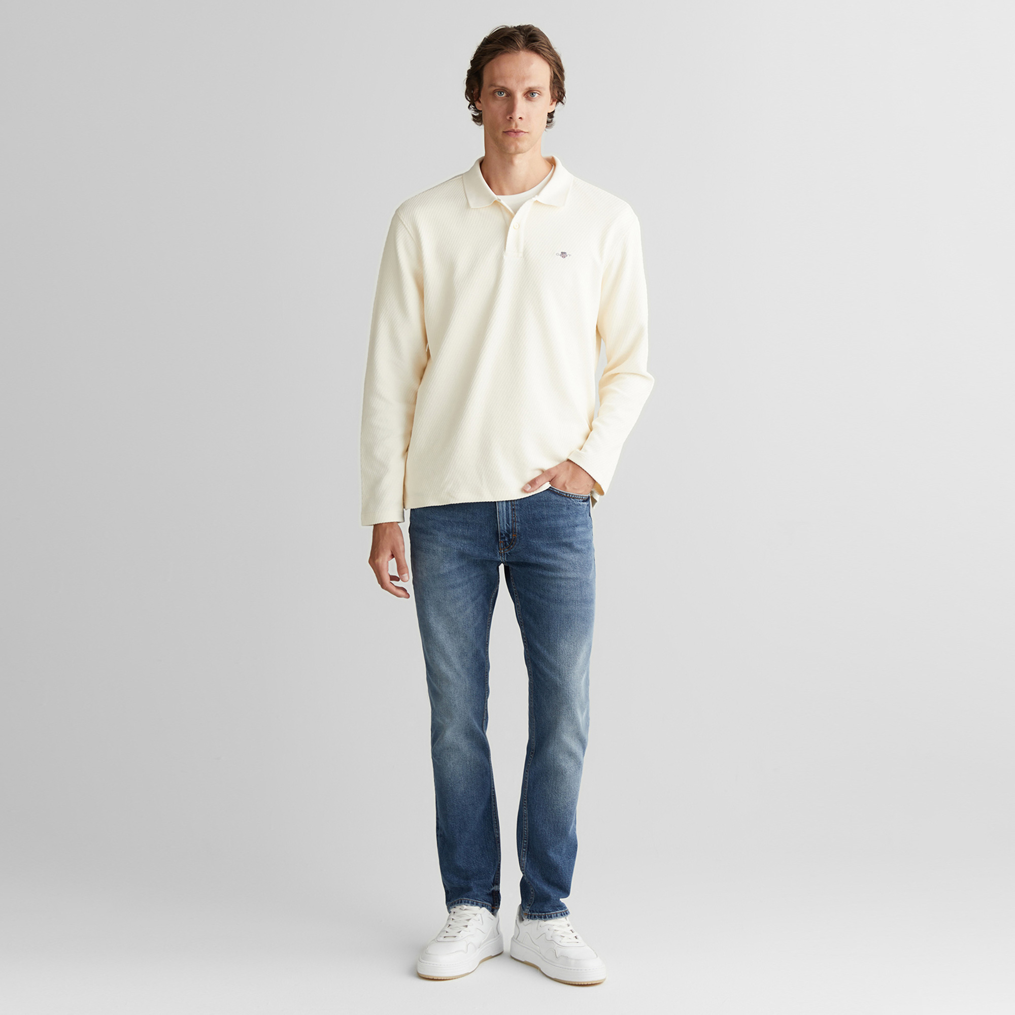 GANT Erkek Krem Relaxed Fit T-Shirt