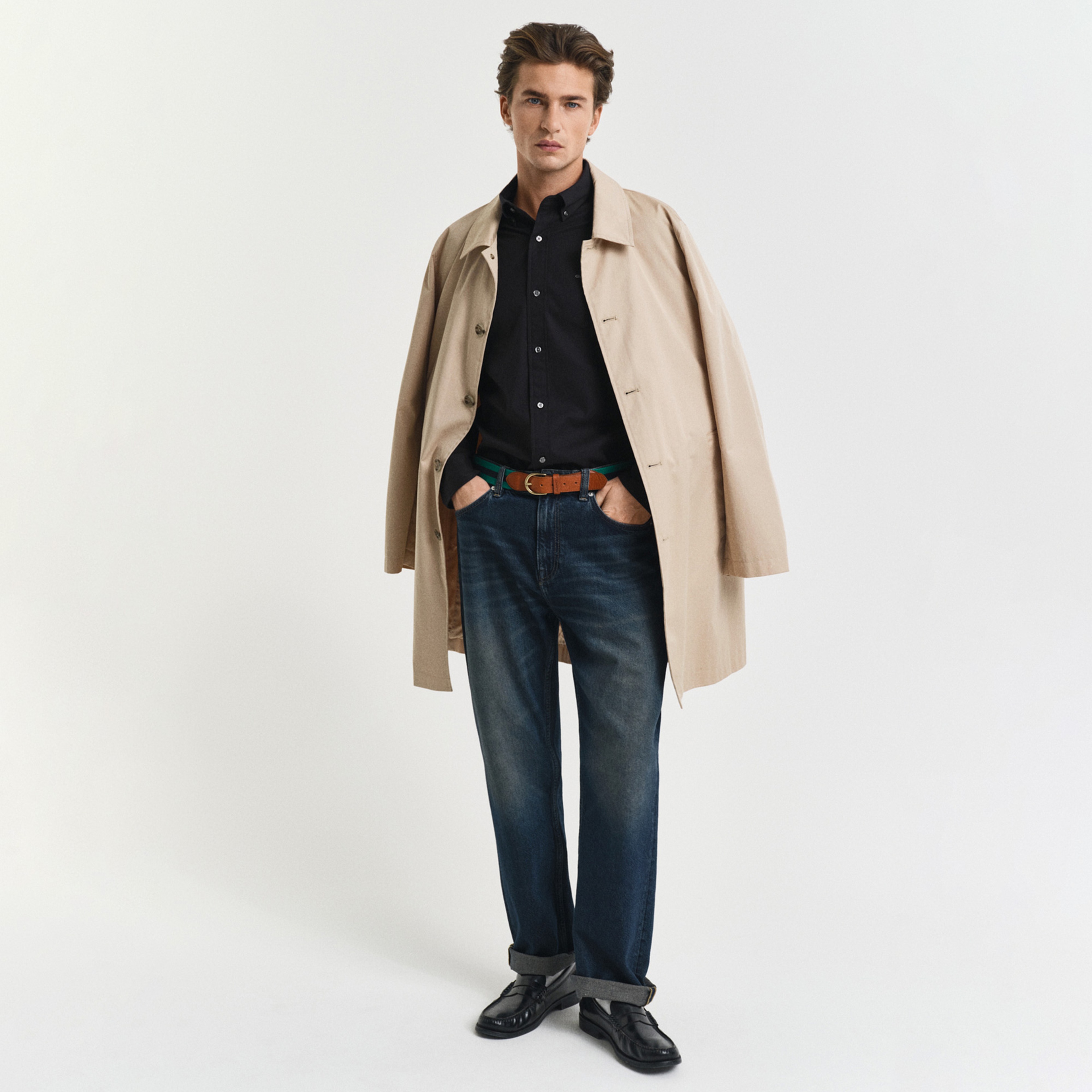 GANT Erkek Siyah Regular Fit Düğmeli Yaka Oxford Gömlek