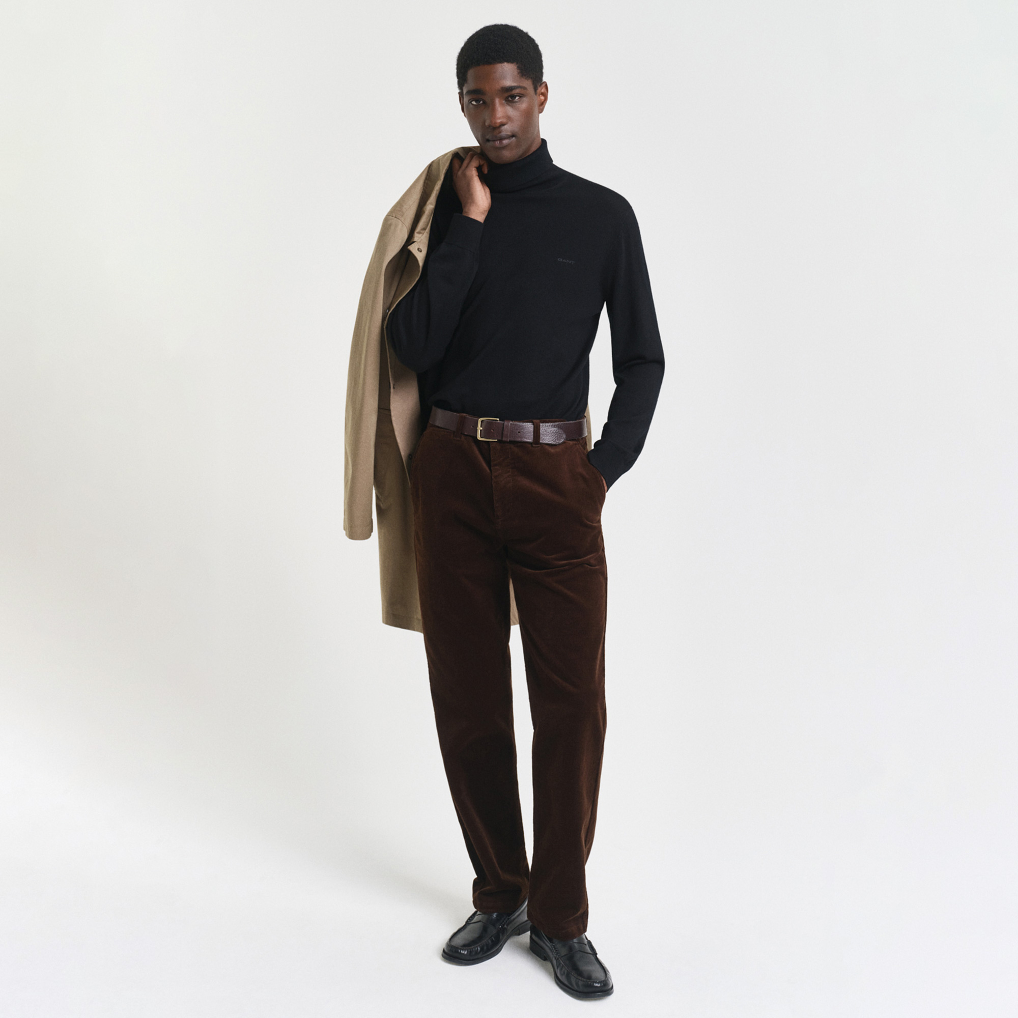 GANT Erkek Kahverengi Regular Fit Cord Chino Pantolon