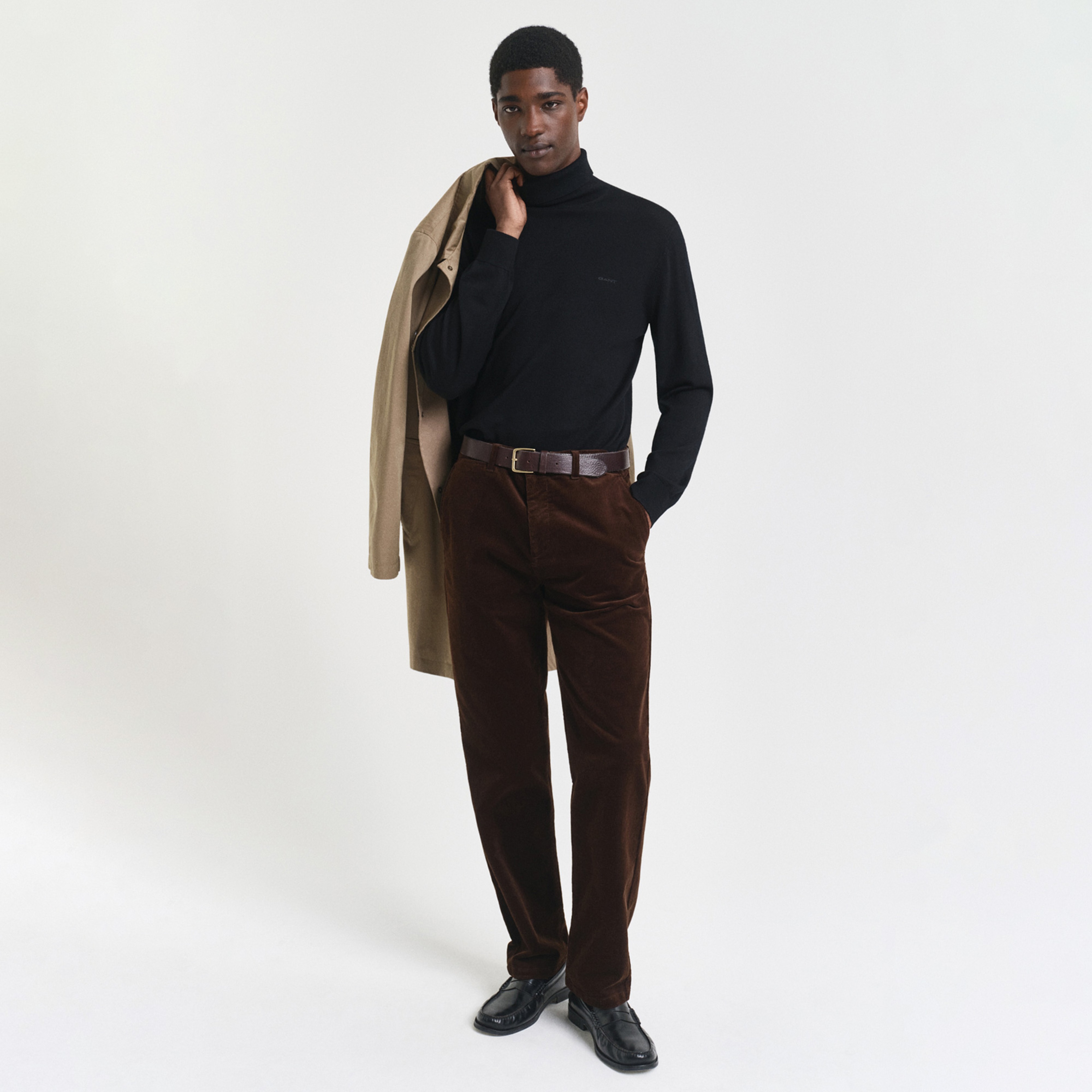 GANT Erkek Kahverengi Regular Fit Cord Chino Pantolon