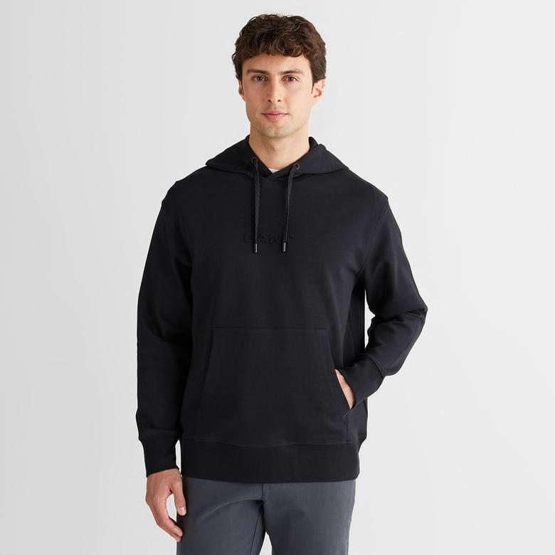 GANT Erkek Siyah Relaxed Fit Kapüşonlu Sweatshirt