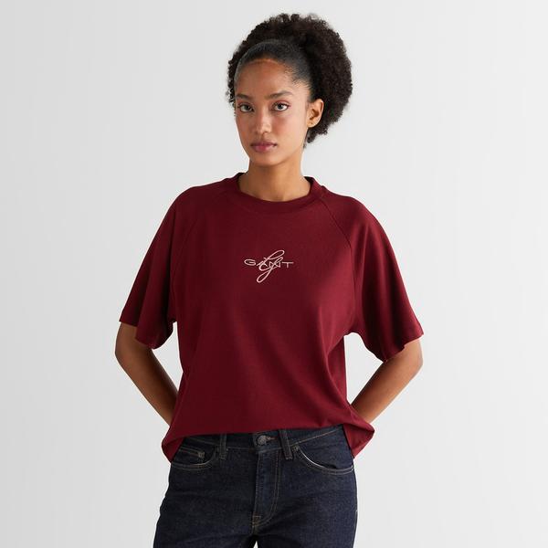 GANT Kadın Kırmızı Relaxed Fit T-Shirt