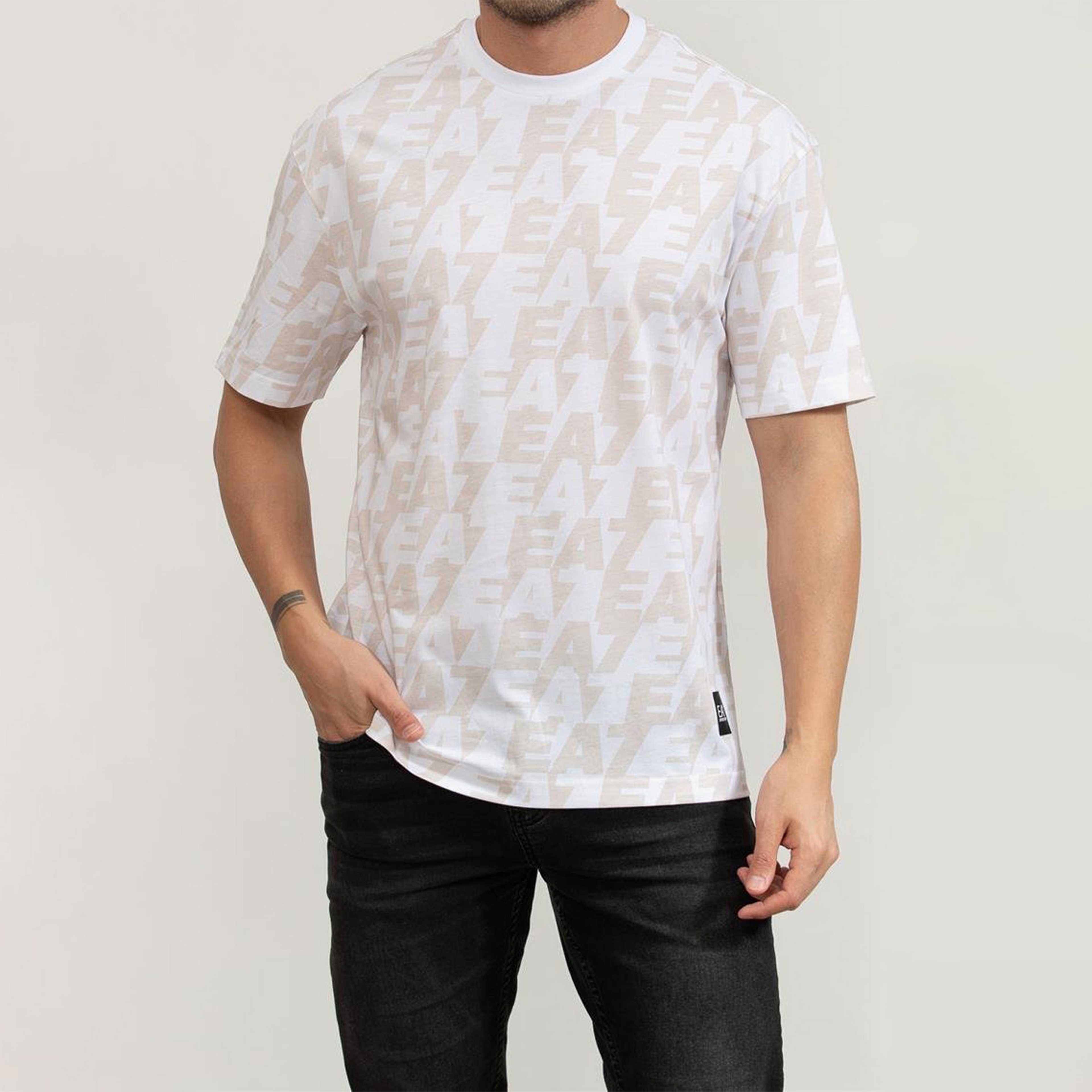 Emporio Armani Train Logo Erkek Beyaz T-Shirt