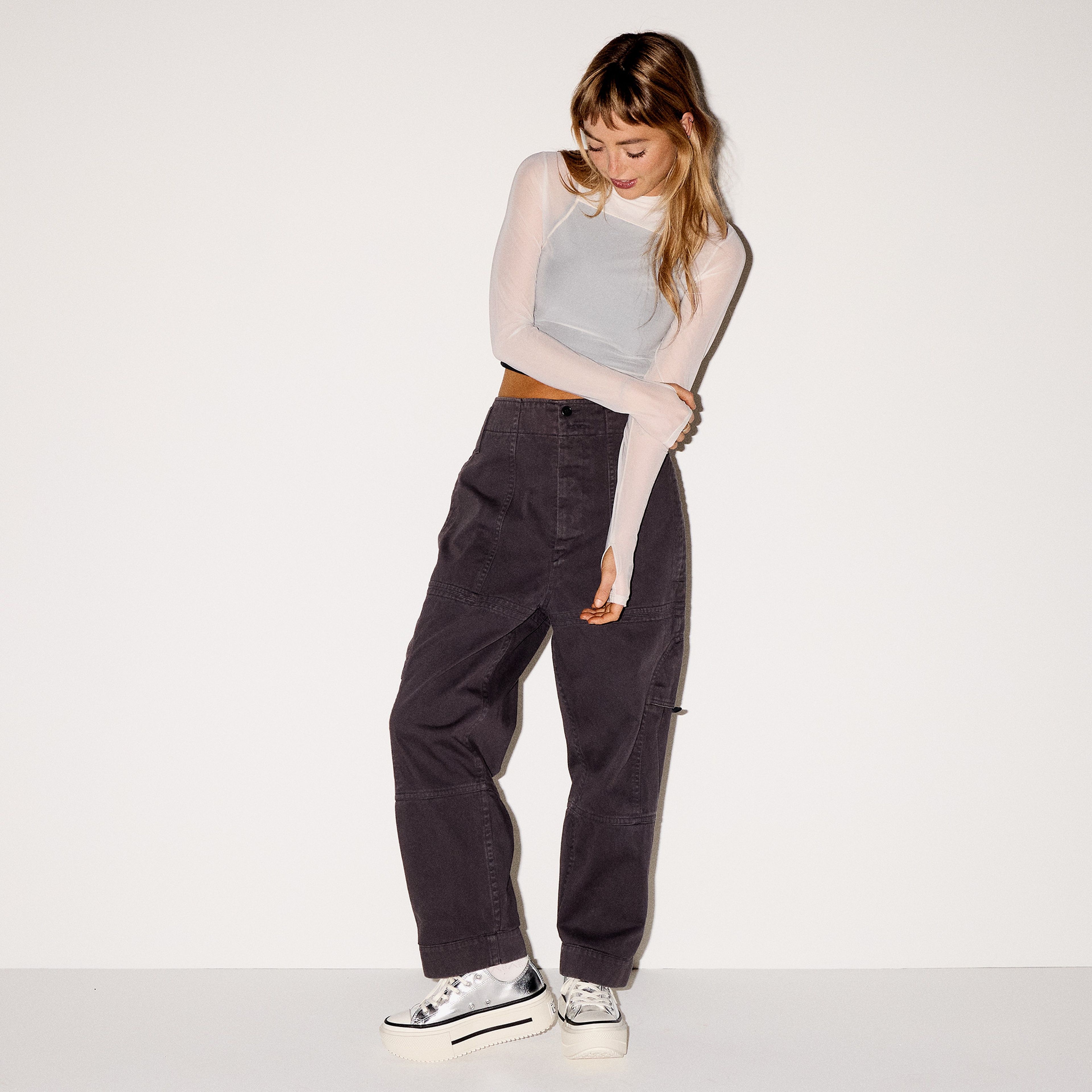 Converse Chuck Taylor All Star Lift Double Stack Unisex Gri Sneaker