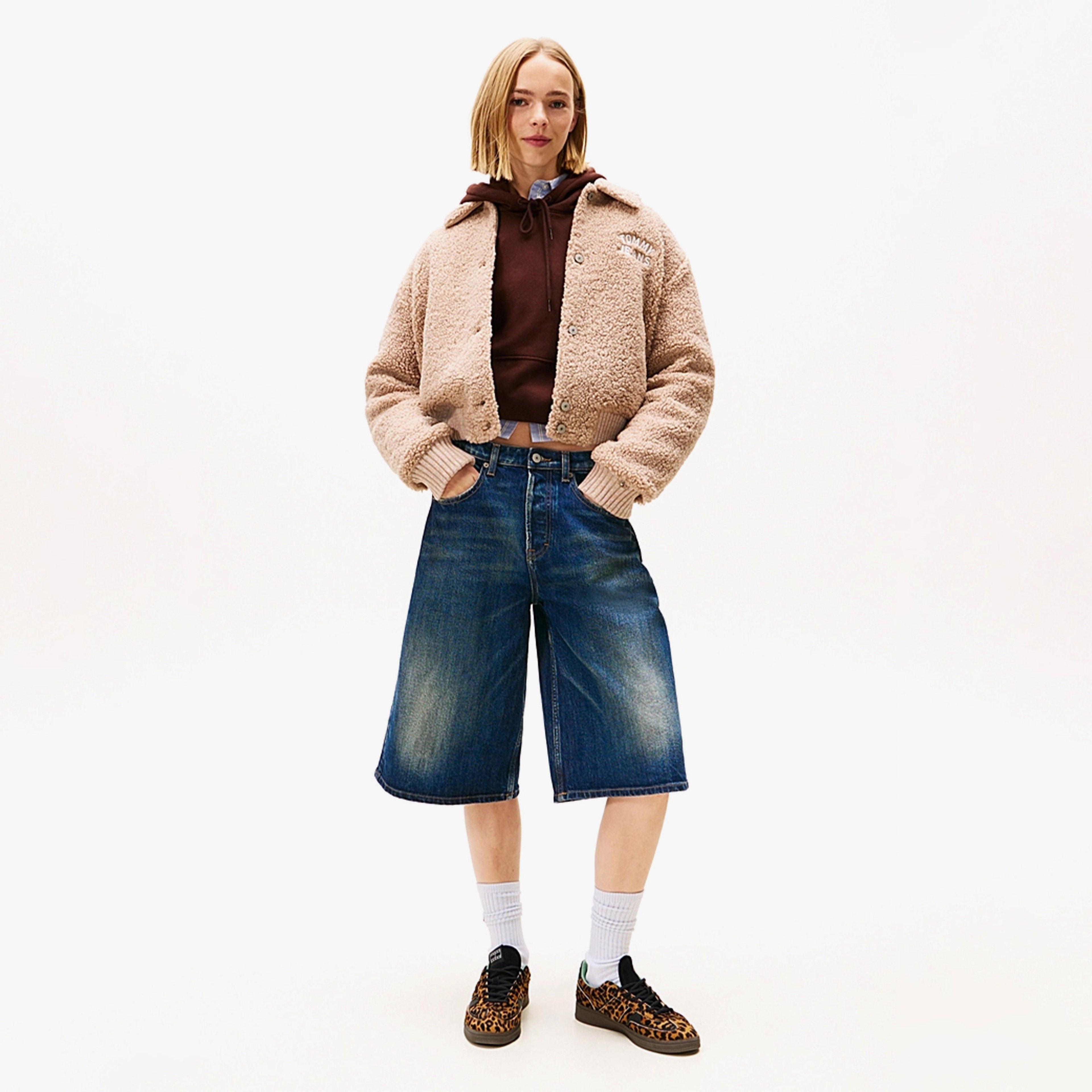 Tommy Hilfiger Padded Cropped Puffer Kadın Bej Ceket