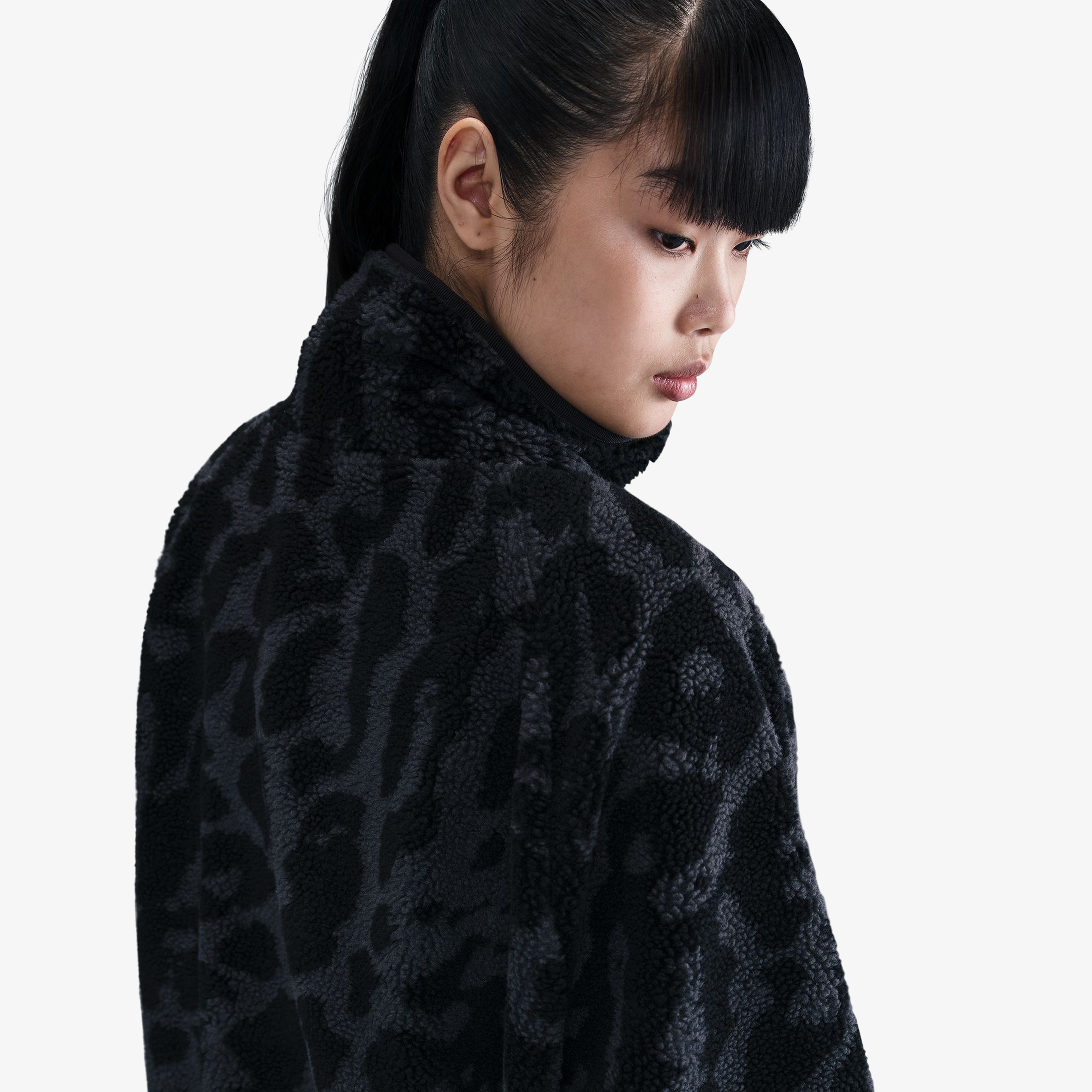 Nike Sportswear High-Pile Fleece Kadın Siyah Ceket