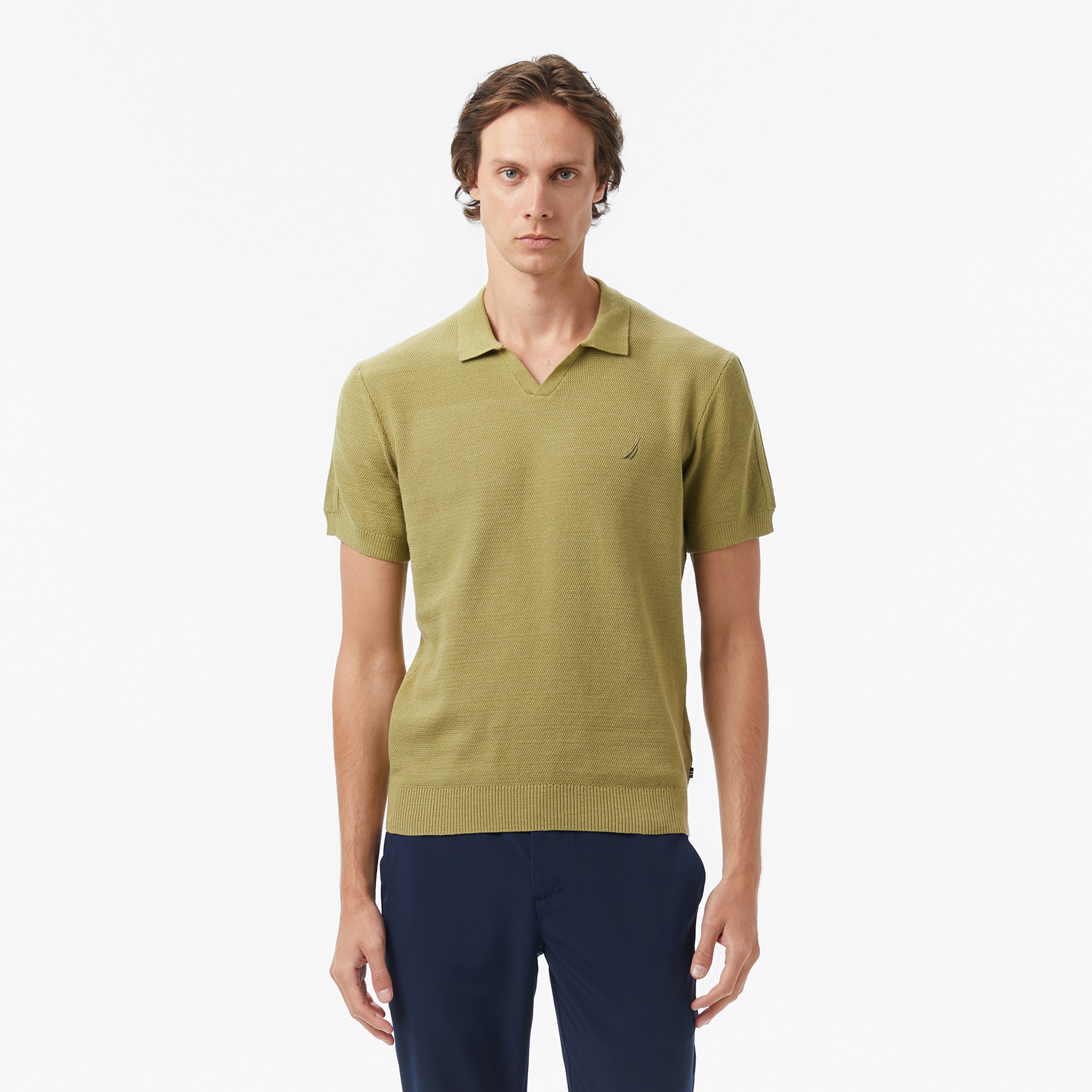 Nautica Erkek Yeşil Kısa Kollu Triko