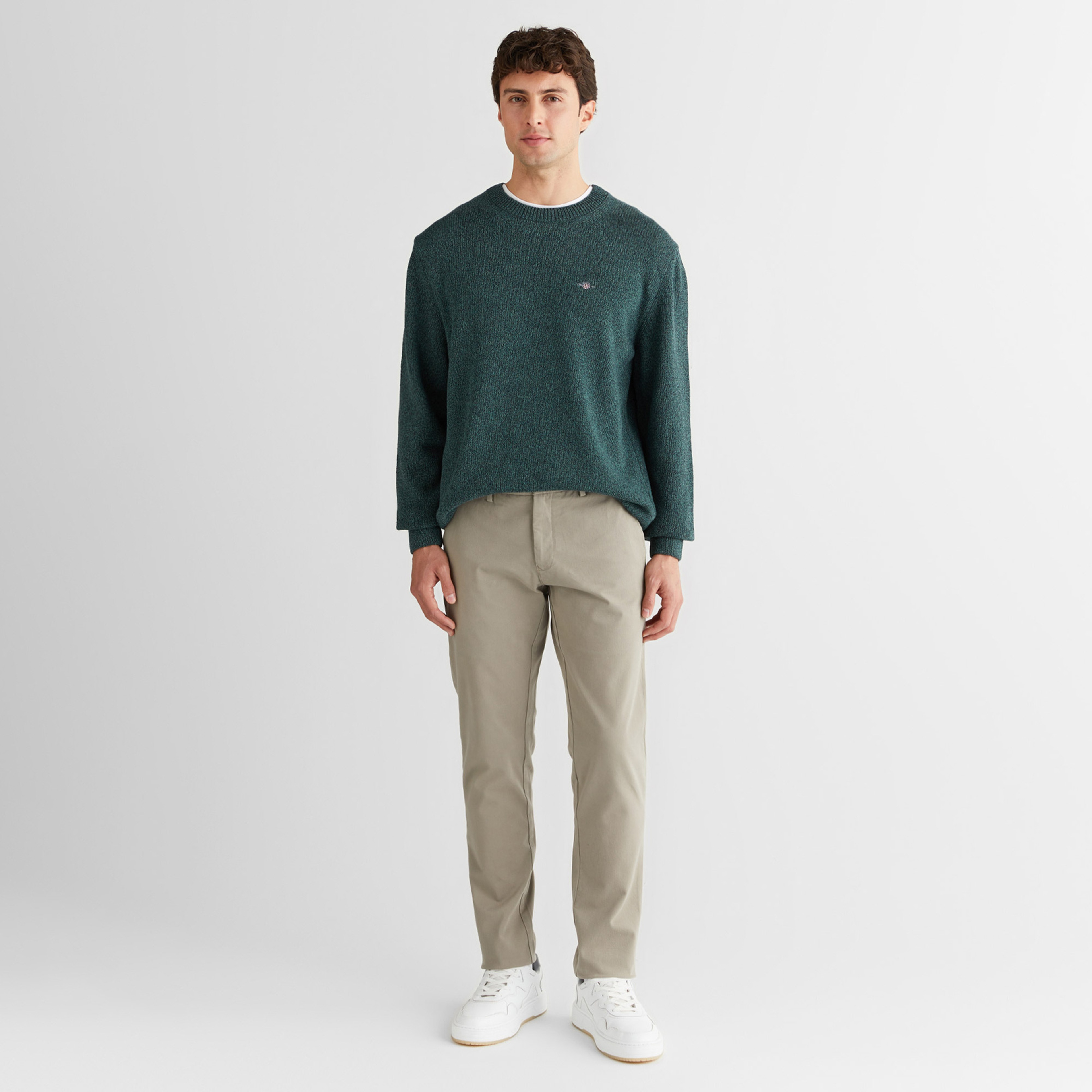 GANT Erkek Yeşil Relaxed Fit Bisiklet Yaka Triko