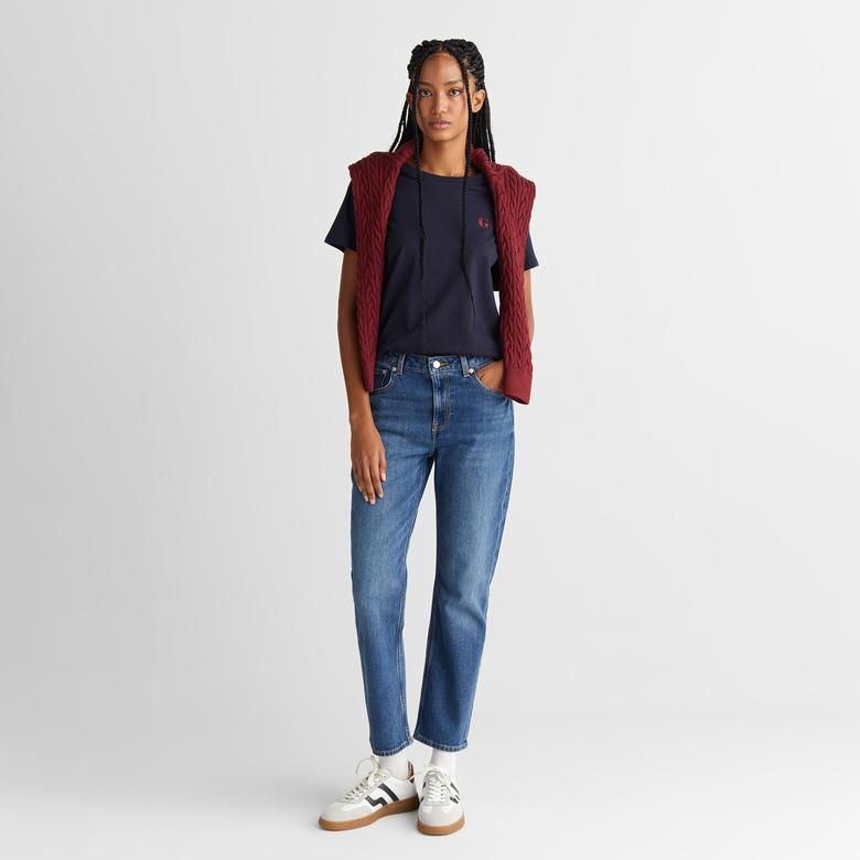 GANT Kadın Lacivert Regular Fit Bisiklet Yaka T-Shirt