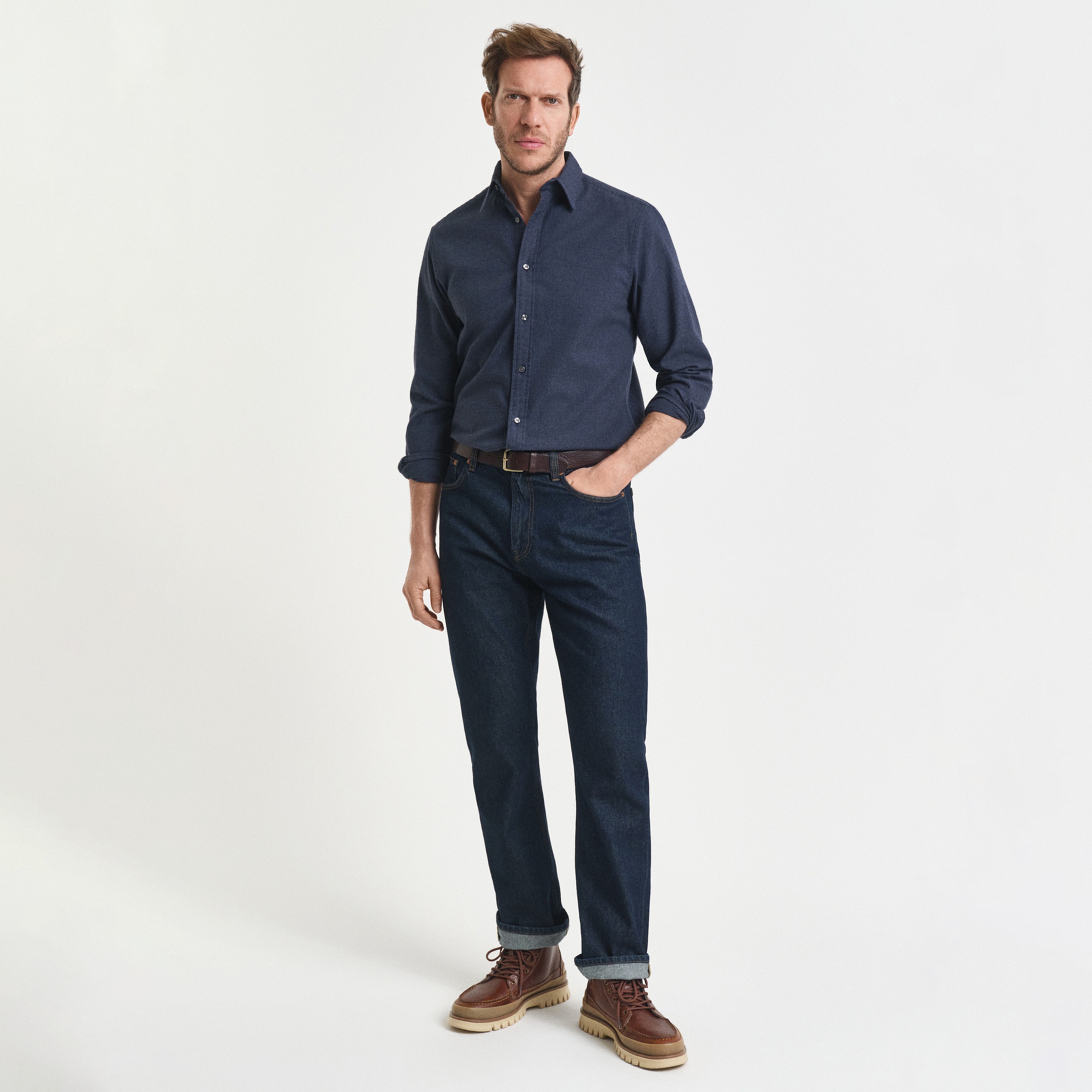 GANT Erkek Beyaz Regular Fit Bisiklet Yaka Gömlek