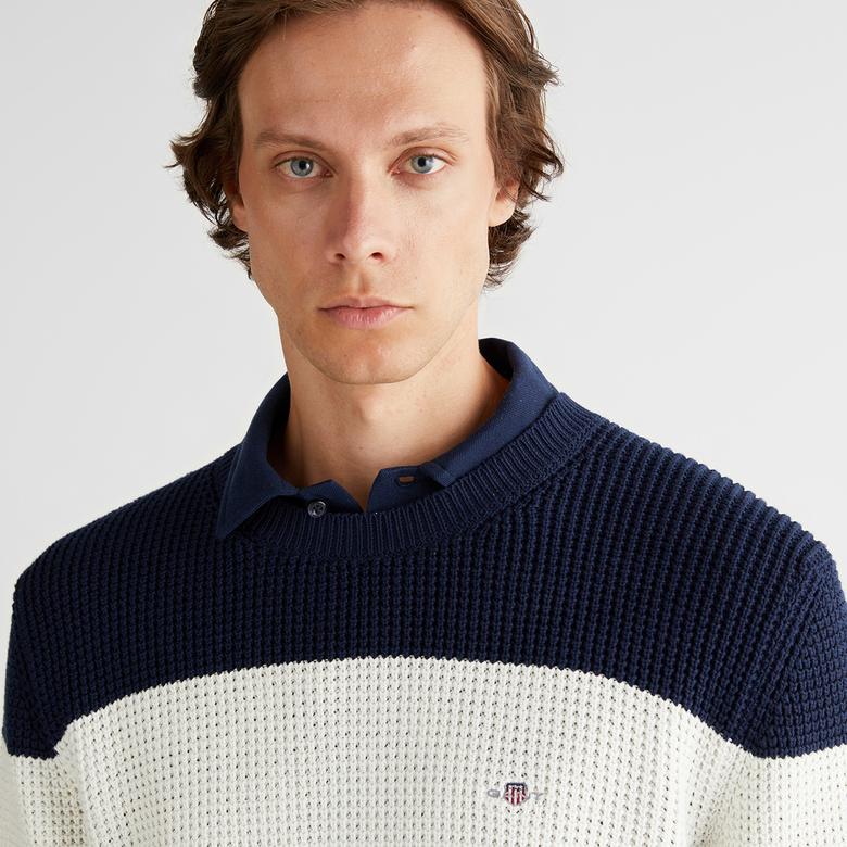 GANT Erkek Lacivert Relaxed Fit Bisiklet Yaka Triko