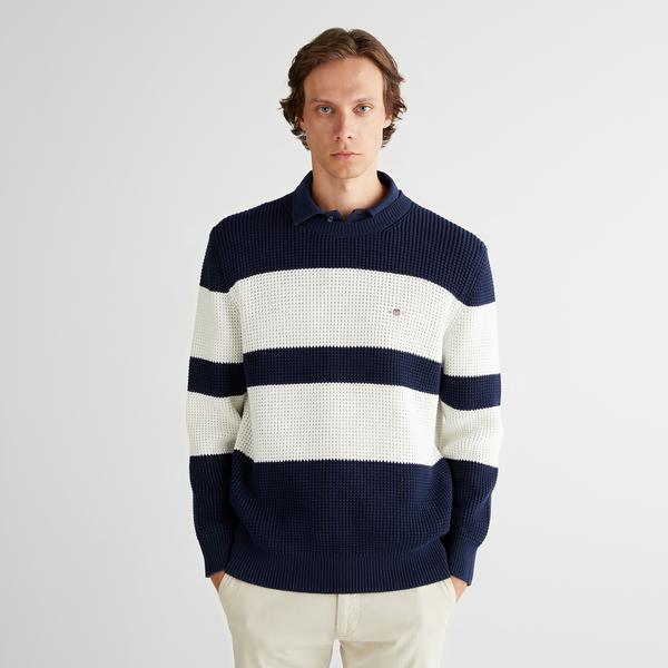 GANT Erkek Lacivert Relaxed Fit Bisiklet Yaka Triko