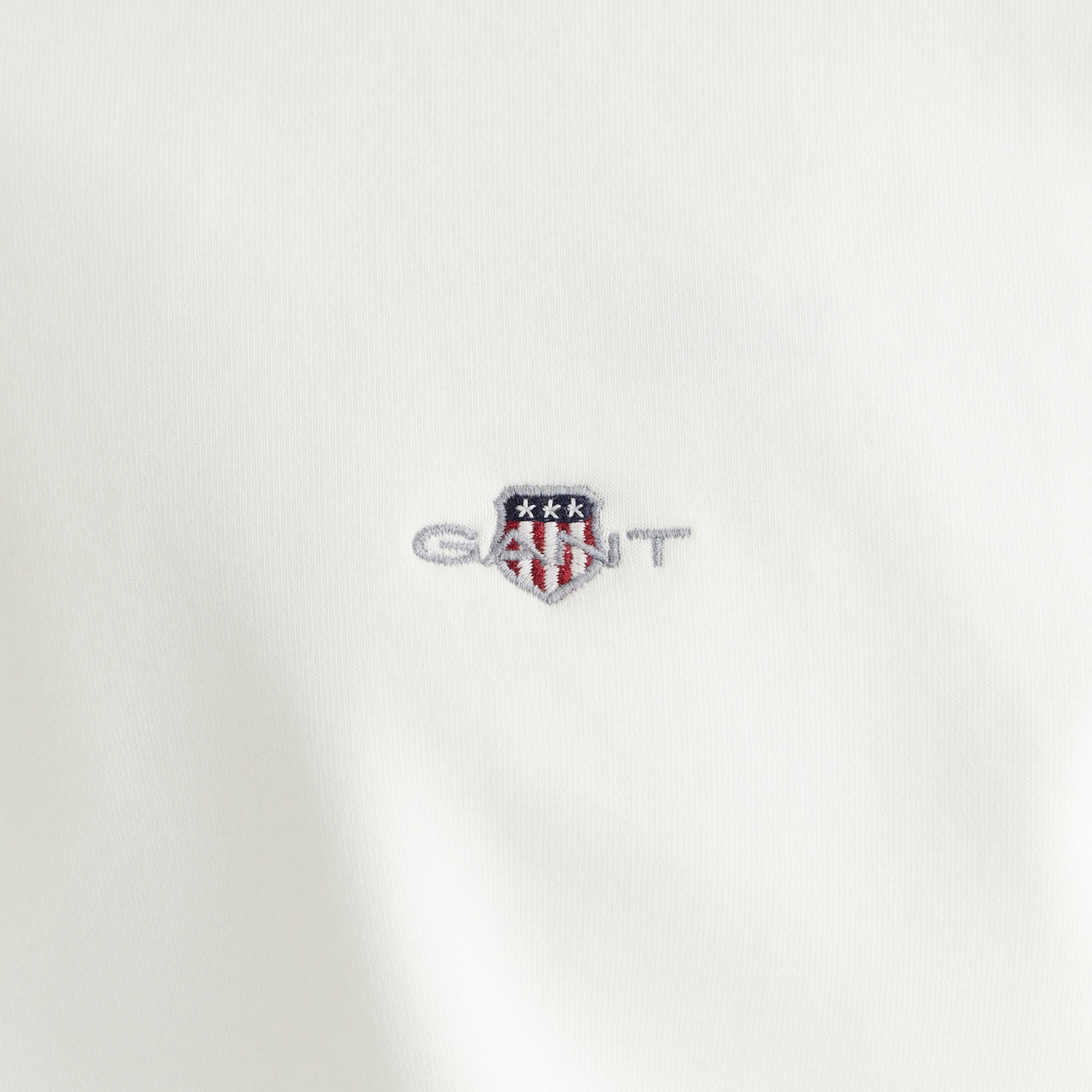 GANT Erkek Beyaz Relaxed Fit Yarım Fermuarlı Sweatshirt