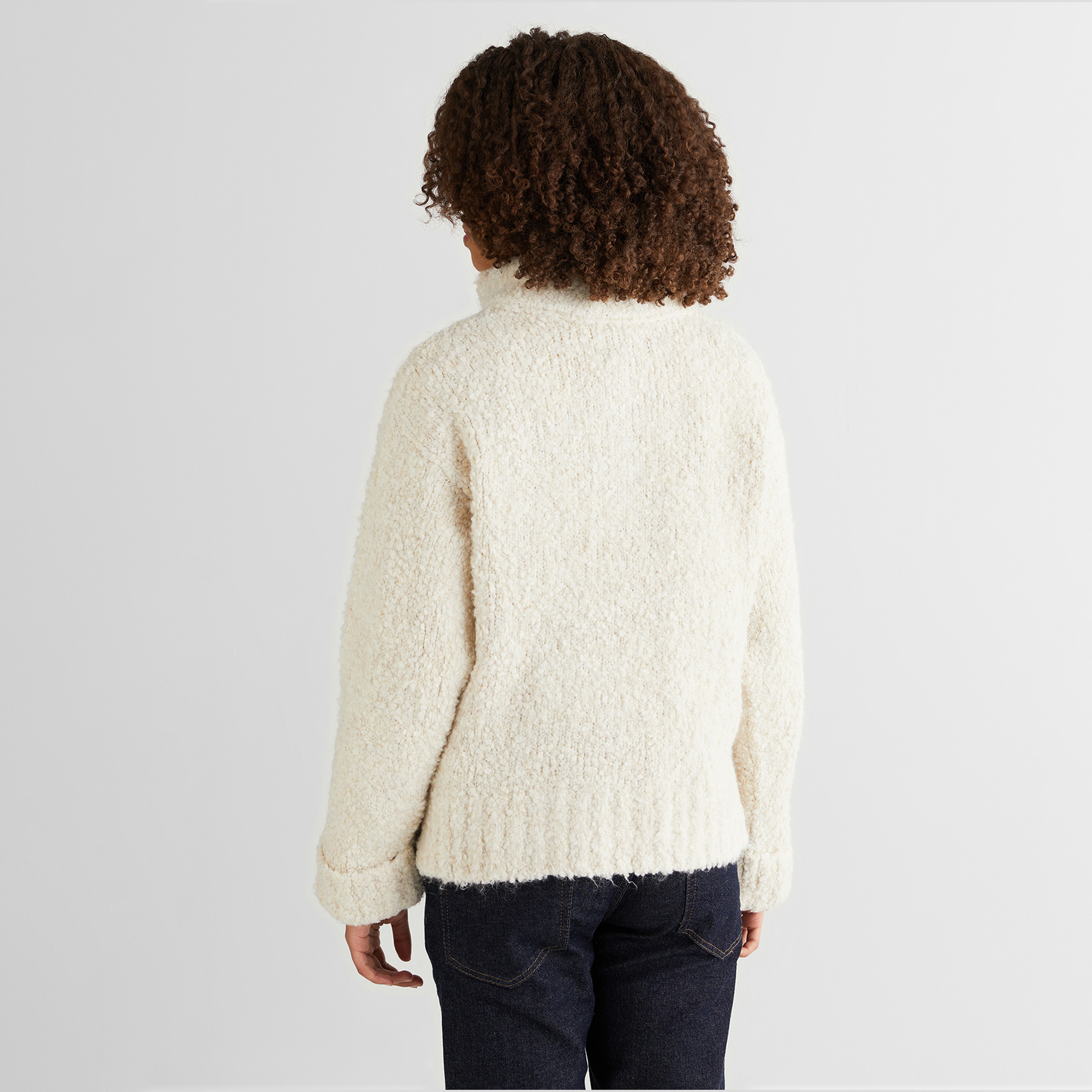 GANT Kadın Krem Relaxed Fit Yarım Fermuarlı Triko