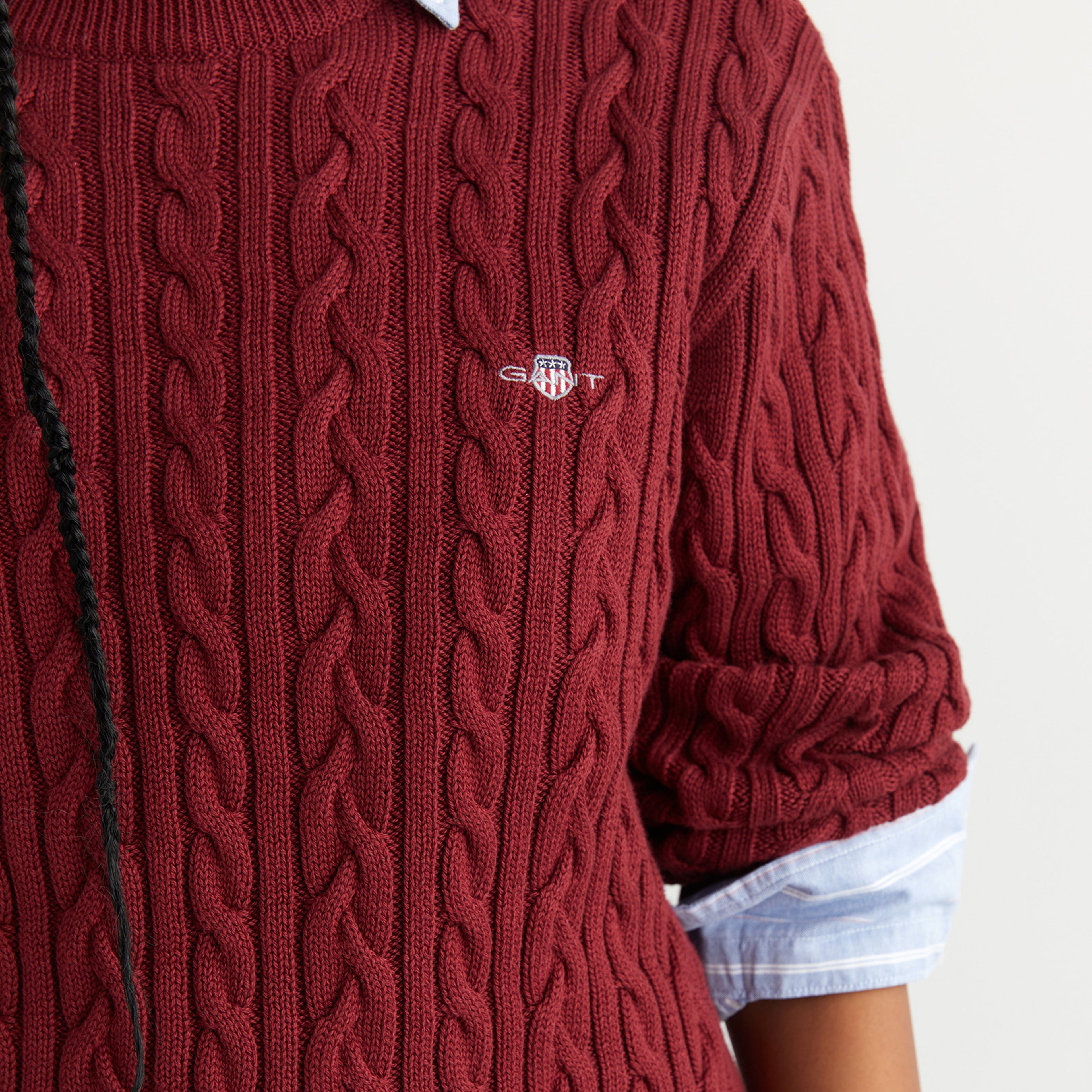 GANT Kadın Bordo Relaxed Fit Bisiklet Yaka Triko