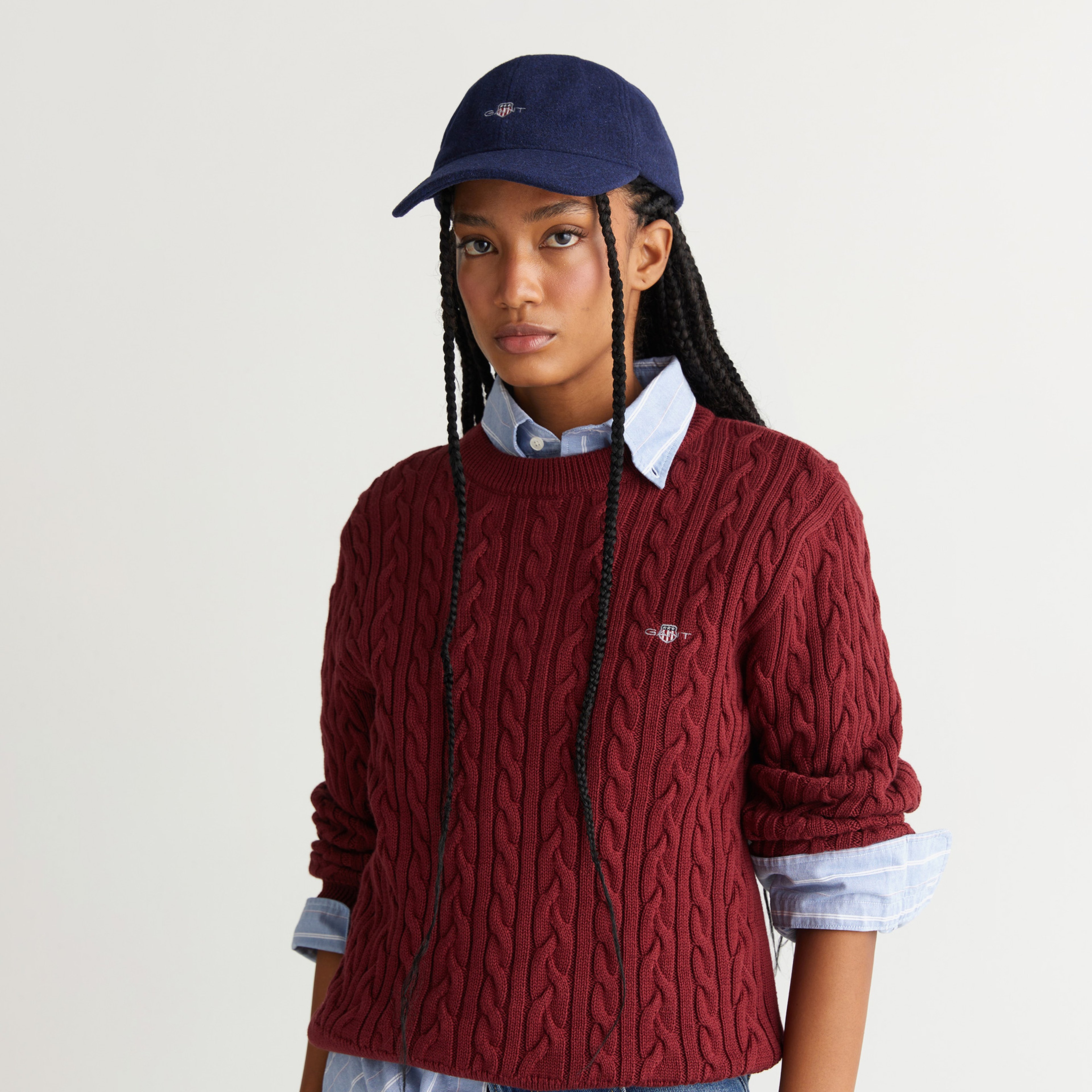 GANT Kadın Bordo Relaxed Fit Bisiklet Yaka Triko