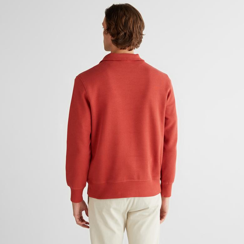 GANT Erkek Kırmızı Regular Fit Yarım Fermuarlı Sweatshirt