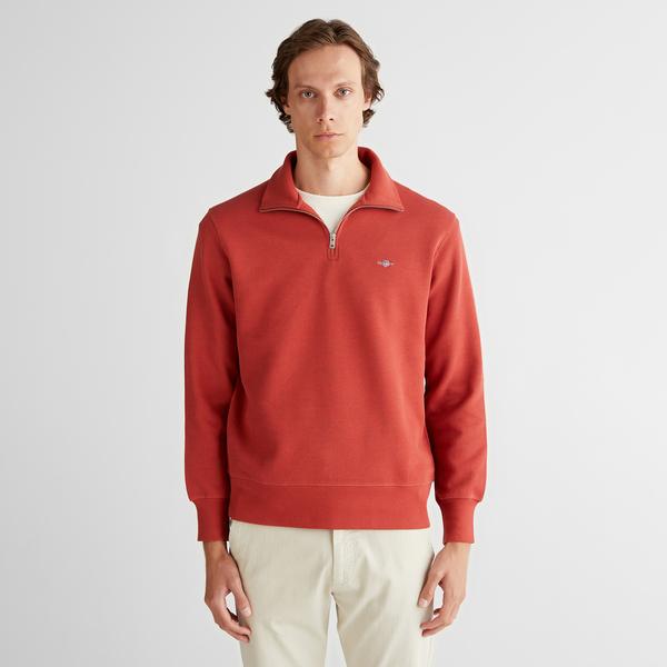 GANT Erkek Kırmızı Regular Fit Yarım Fermuarlı Sweatshirt