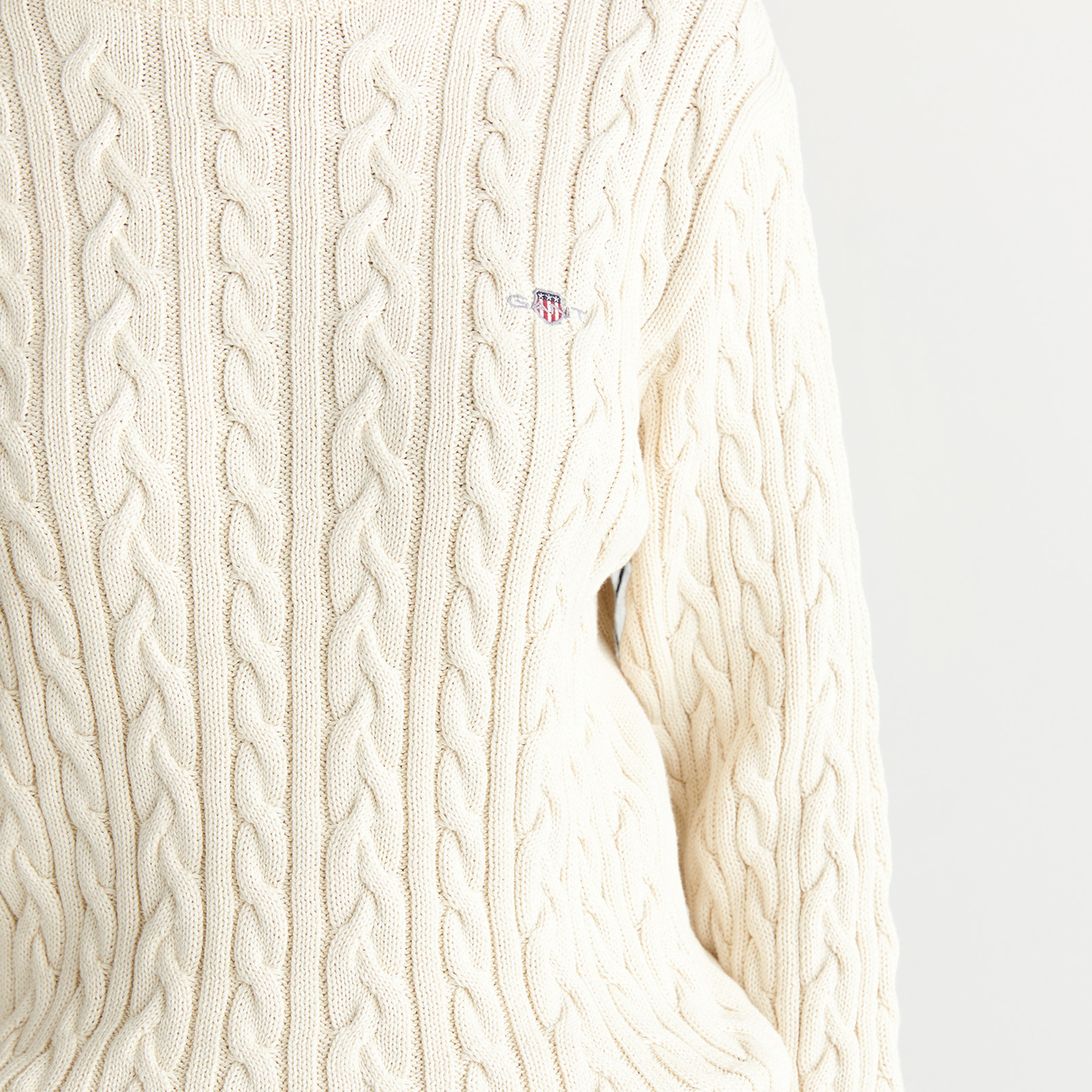 GANT Kadın Krem Relaxed Fit Bisiklet Yaka Triko