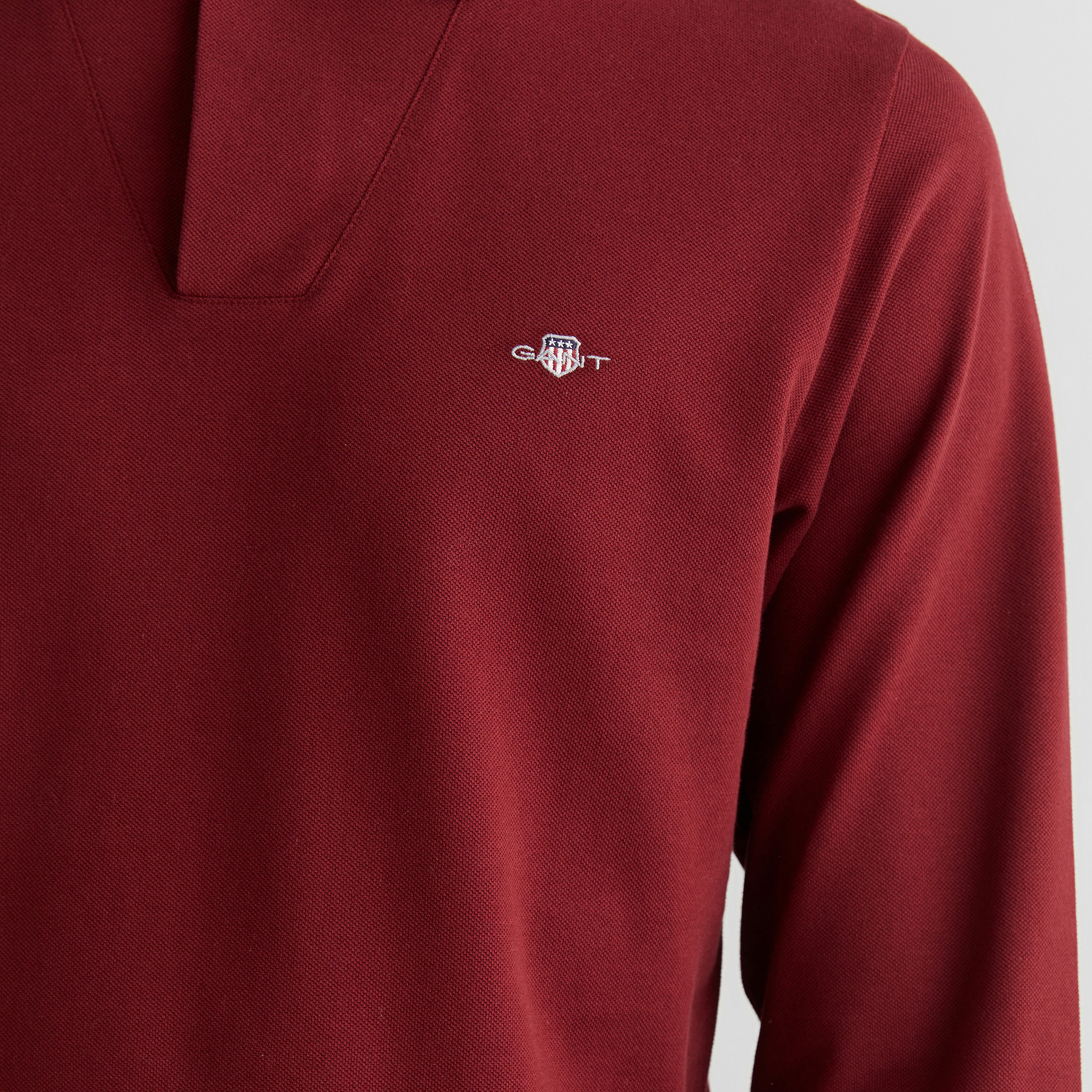 GANT Erkek Bordo Slim Fit V Yaka Polo