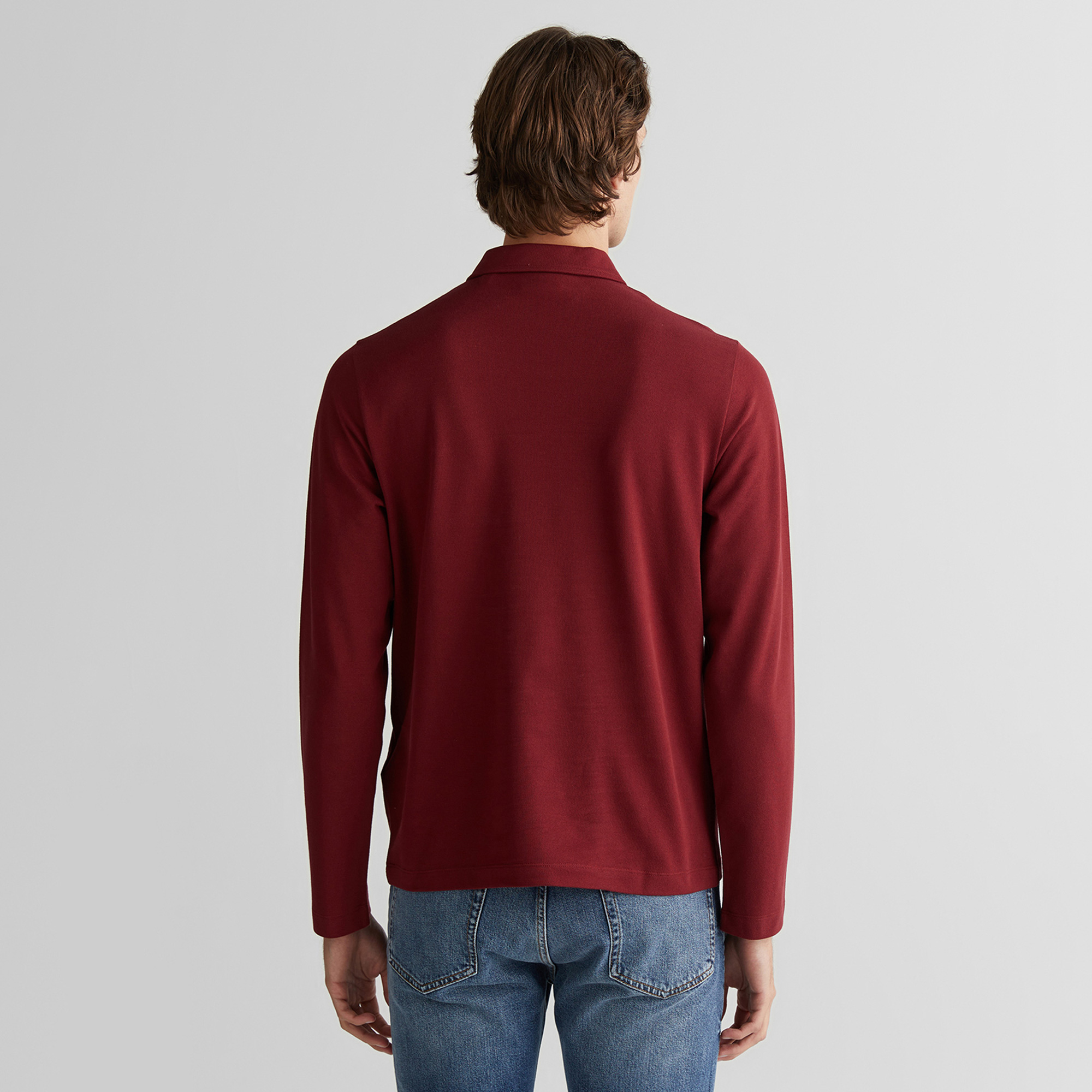 GANT Erkek Bordo Slim Fit V Yaka Polo