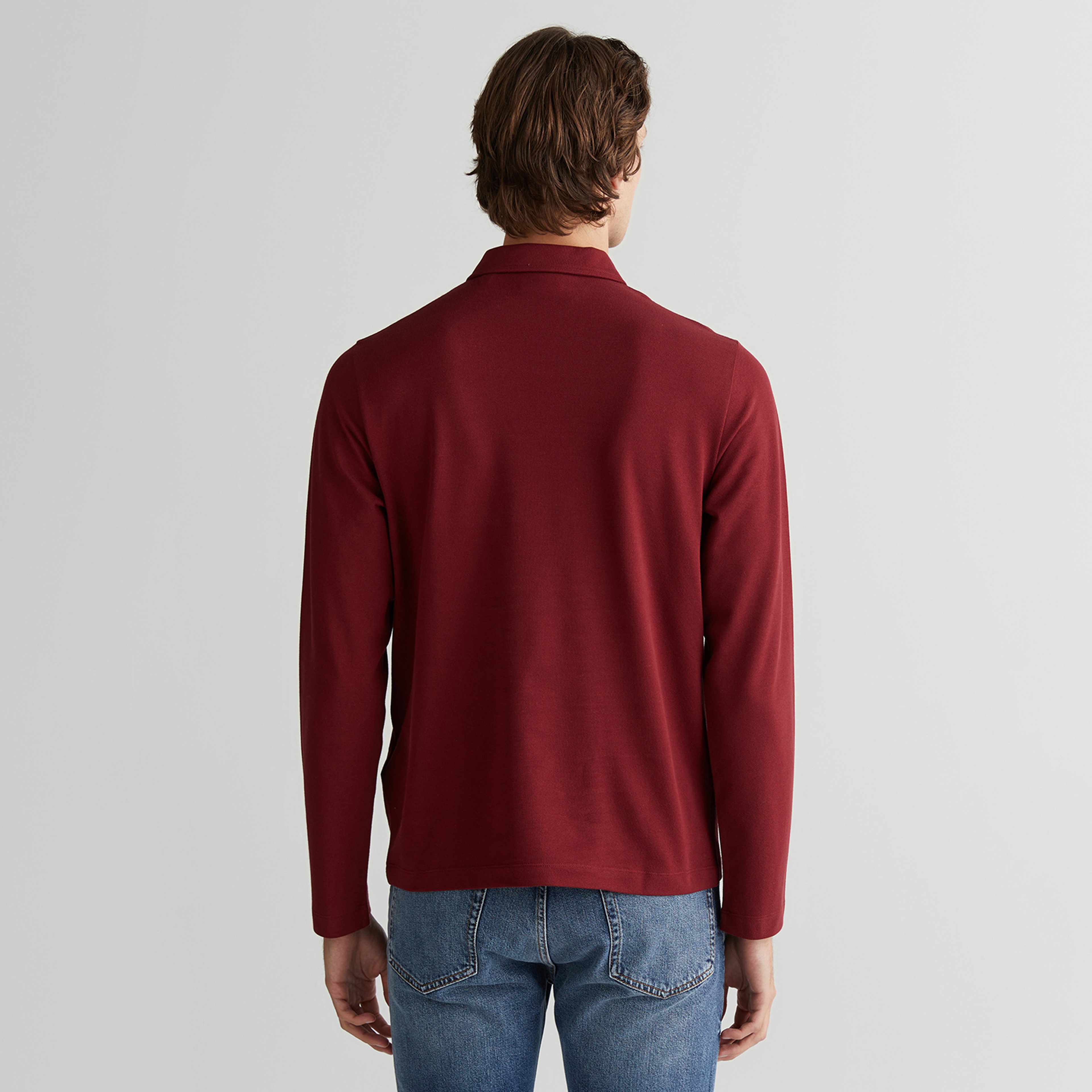 GANT Erkek Bordo Slim Fit V Yaka Polo