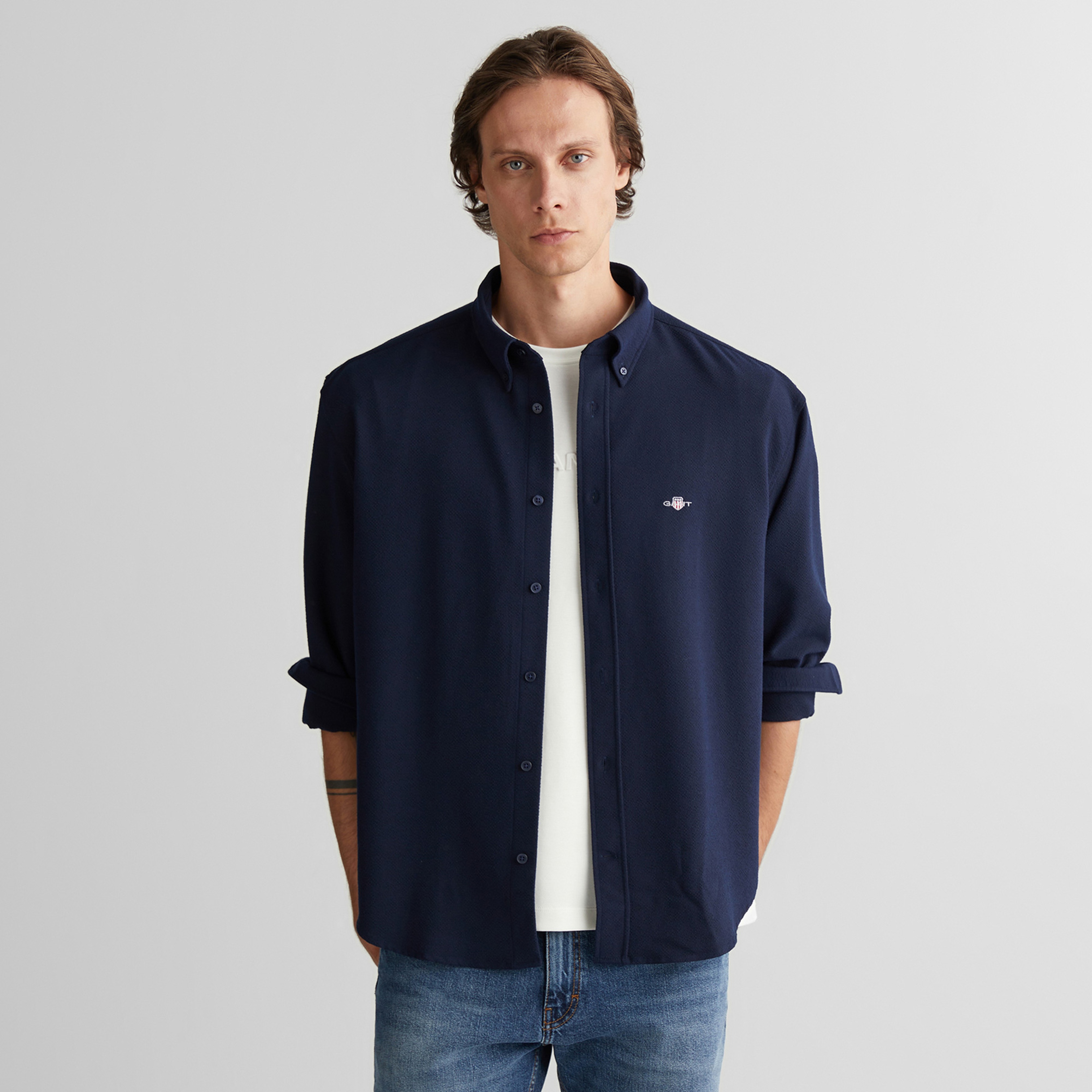 GANT Erkek Lacivert Relaxed Fit  Gömlek