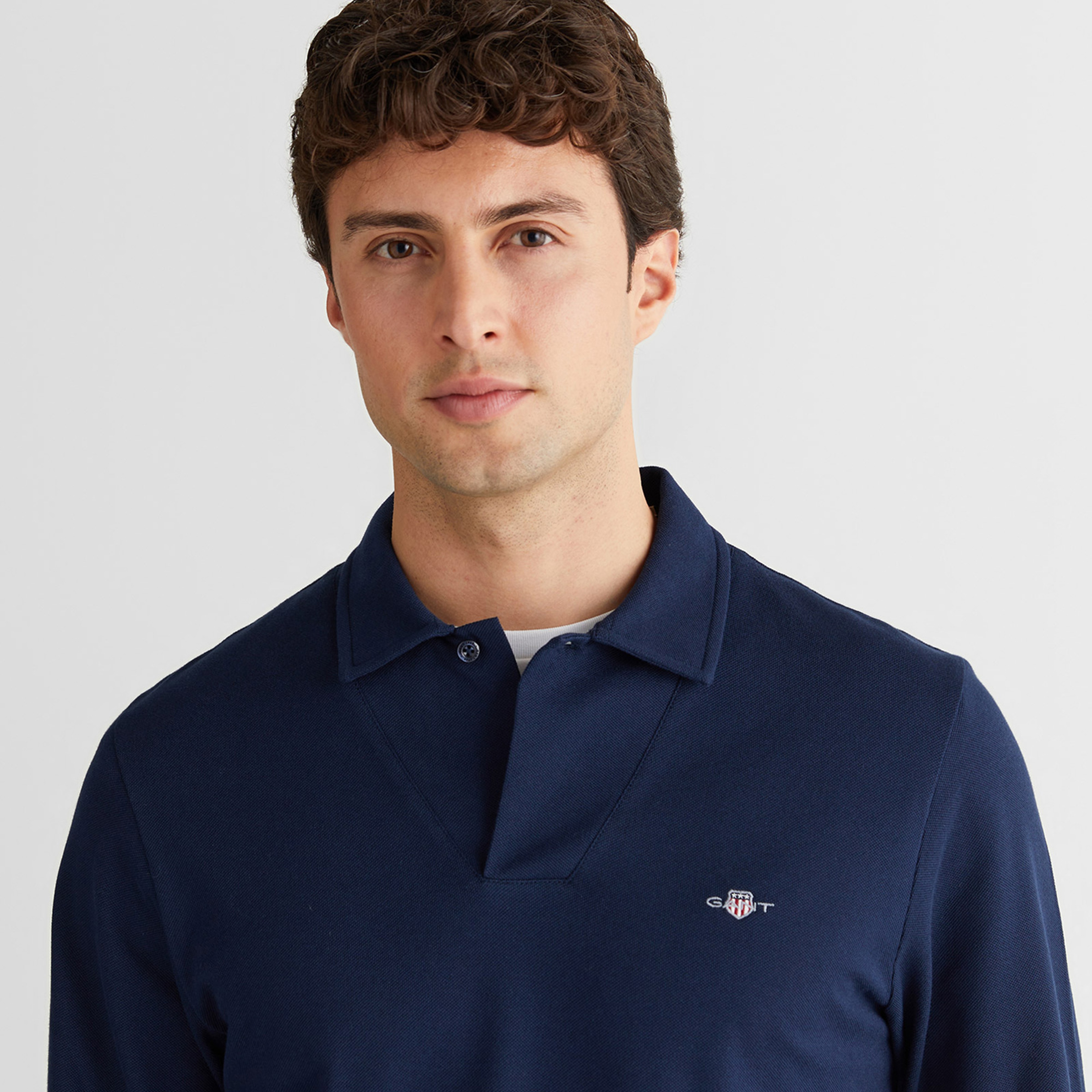 GANT Erkek Lacivert Slim Fit V Yaka Polo