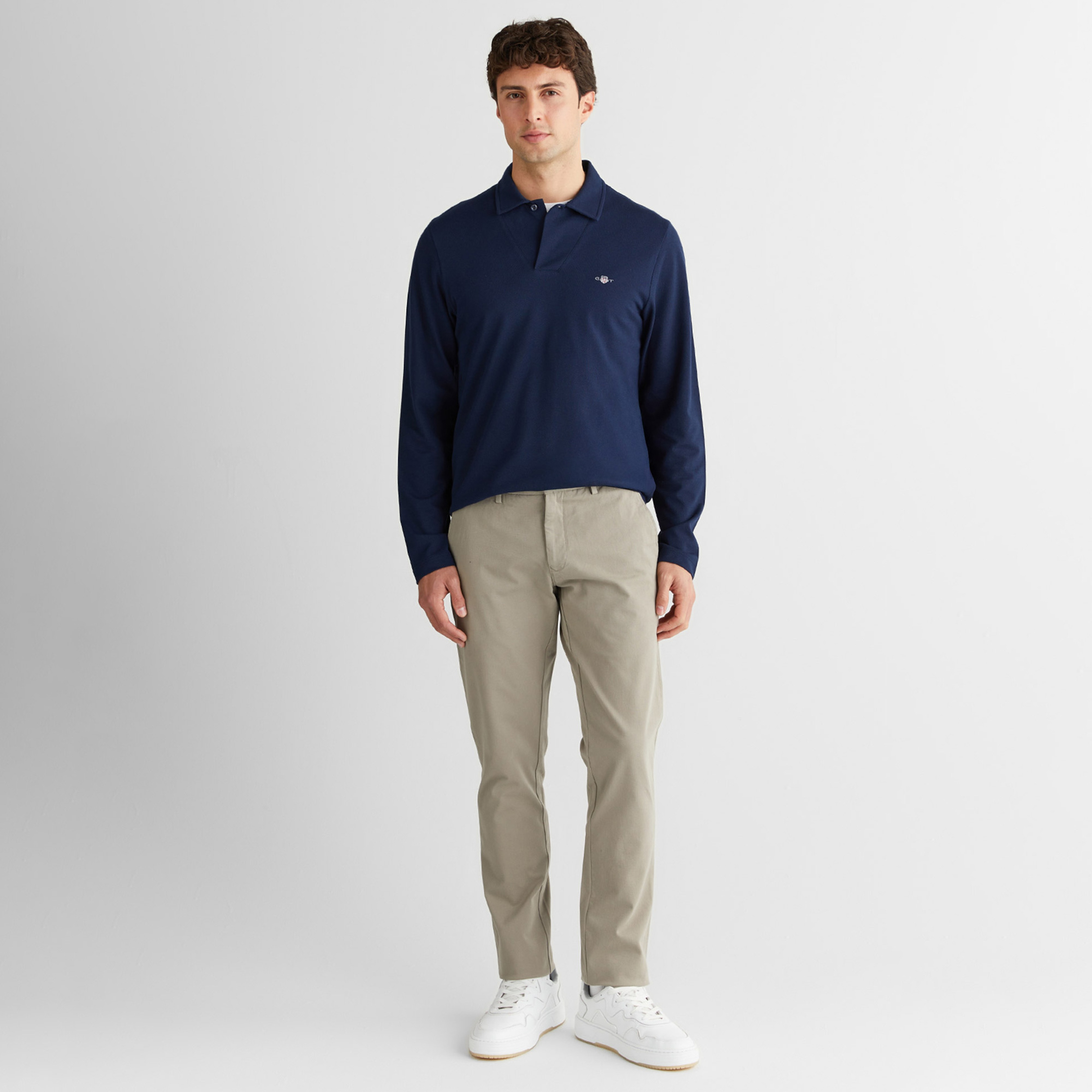 GANT Erkek Lacivert Slim Fit V Yaka Polo