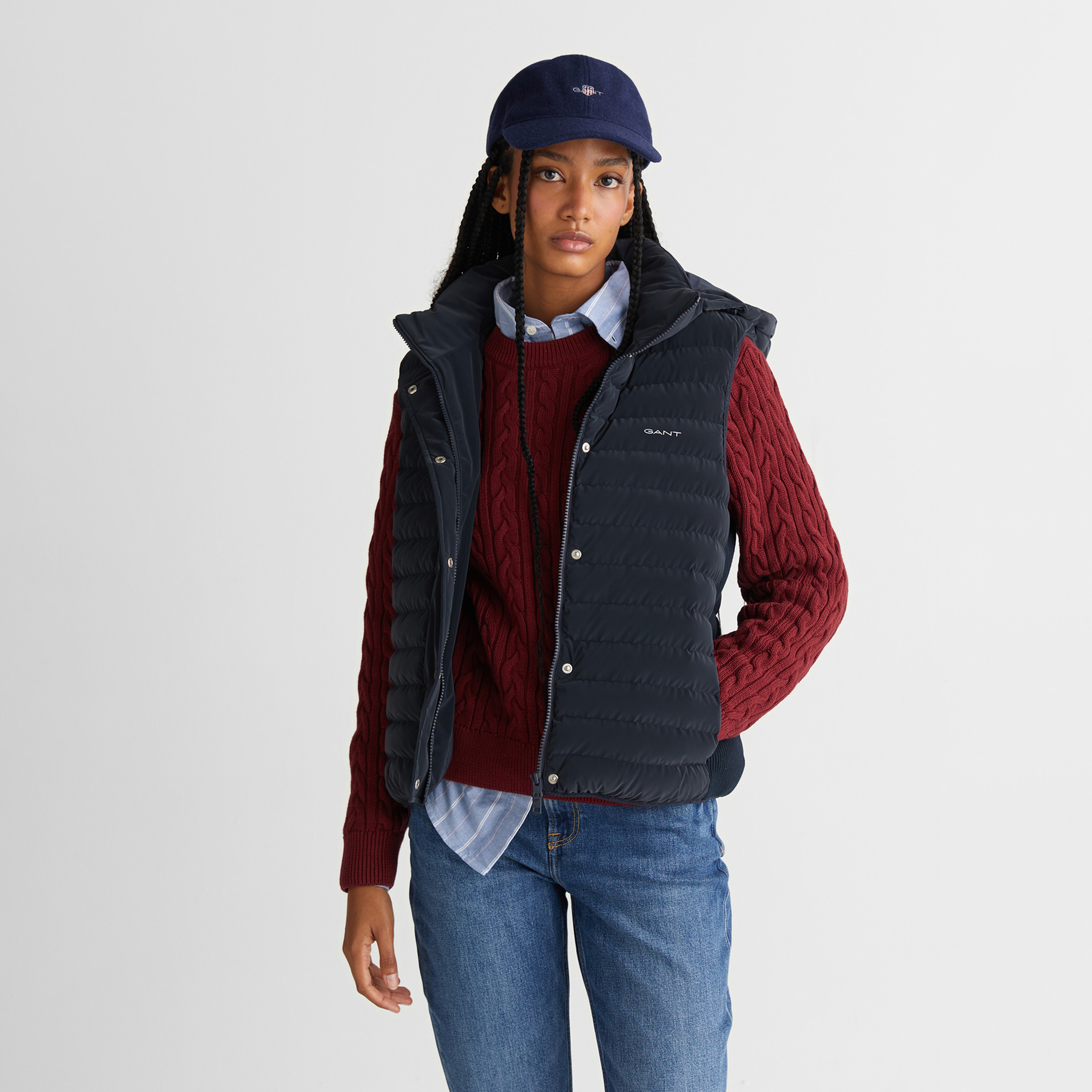 GANT Kadın Lacivert Regular Fit Yelek