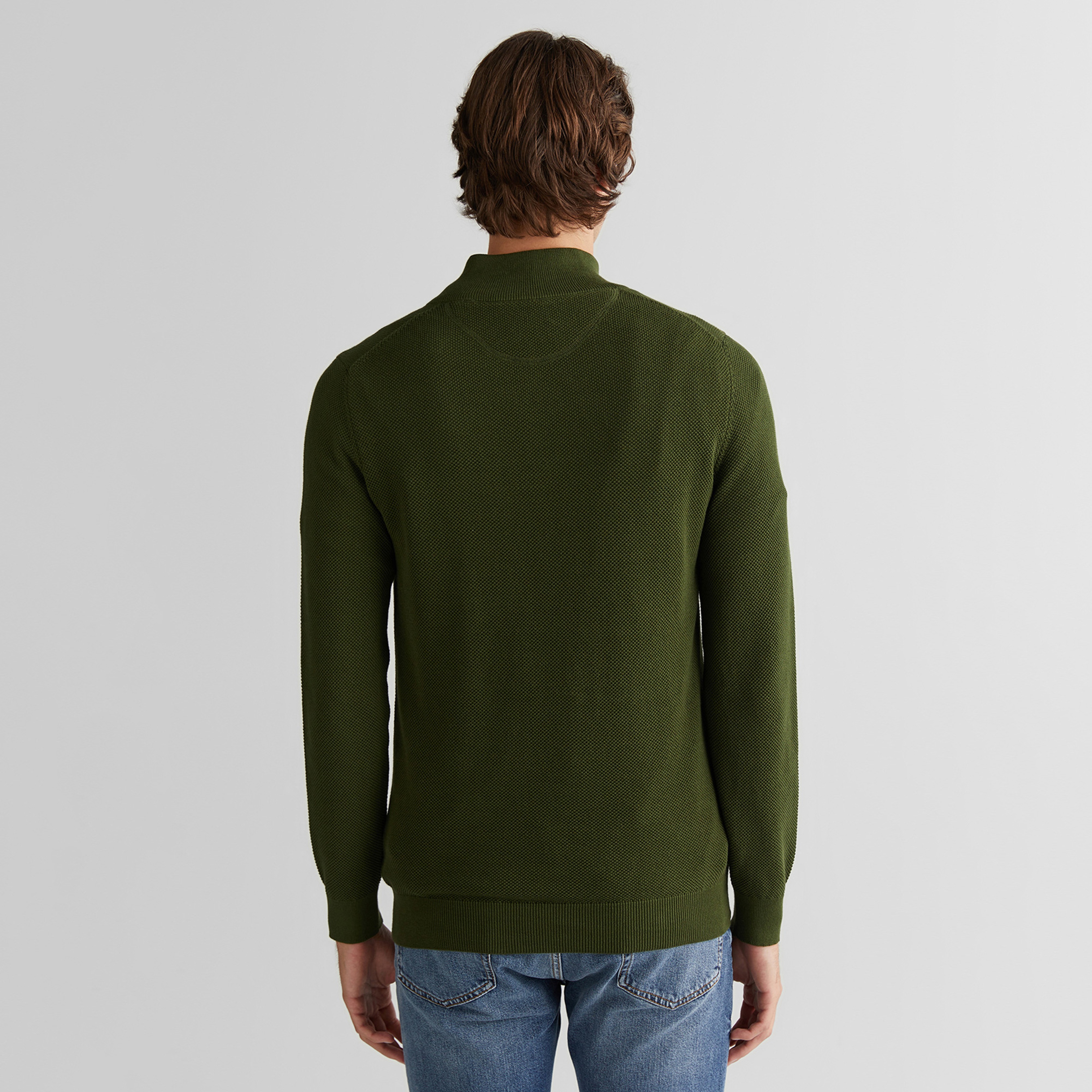 GANT Erkek Haki Regular Fit Yarım Fermuarlı Triko