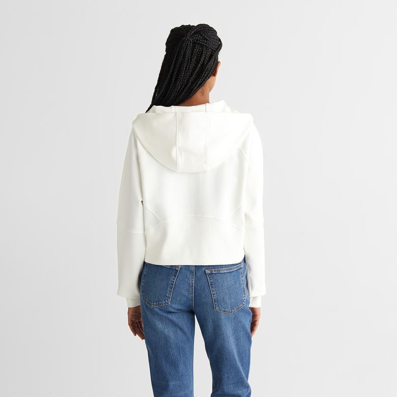 GANT Kadın Beyaz Regular Fit Kapüşonlu Sweatshirt