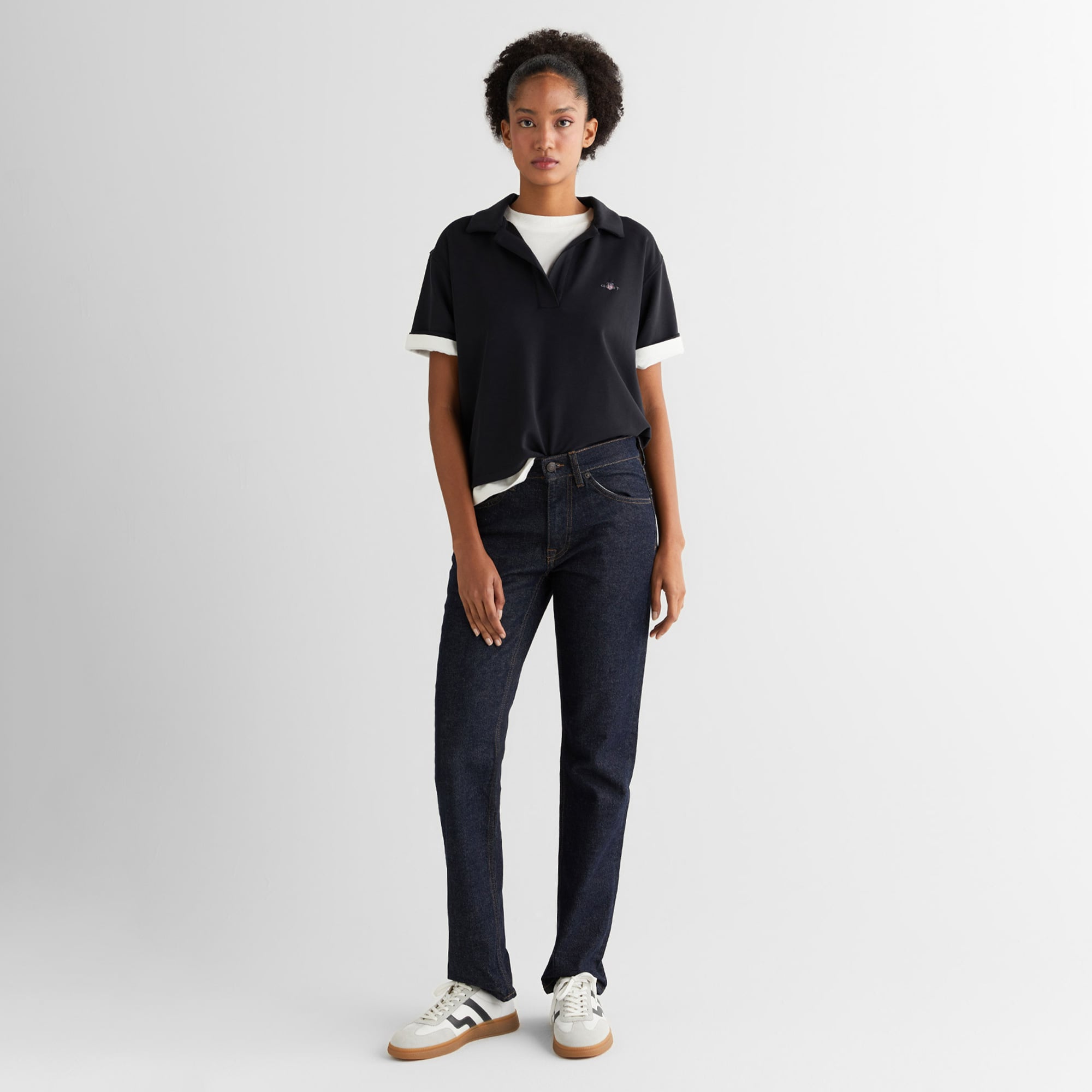 GANT Kadın Siyah Relaxed Fit Polo Yaka Polo