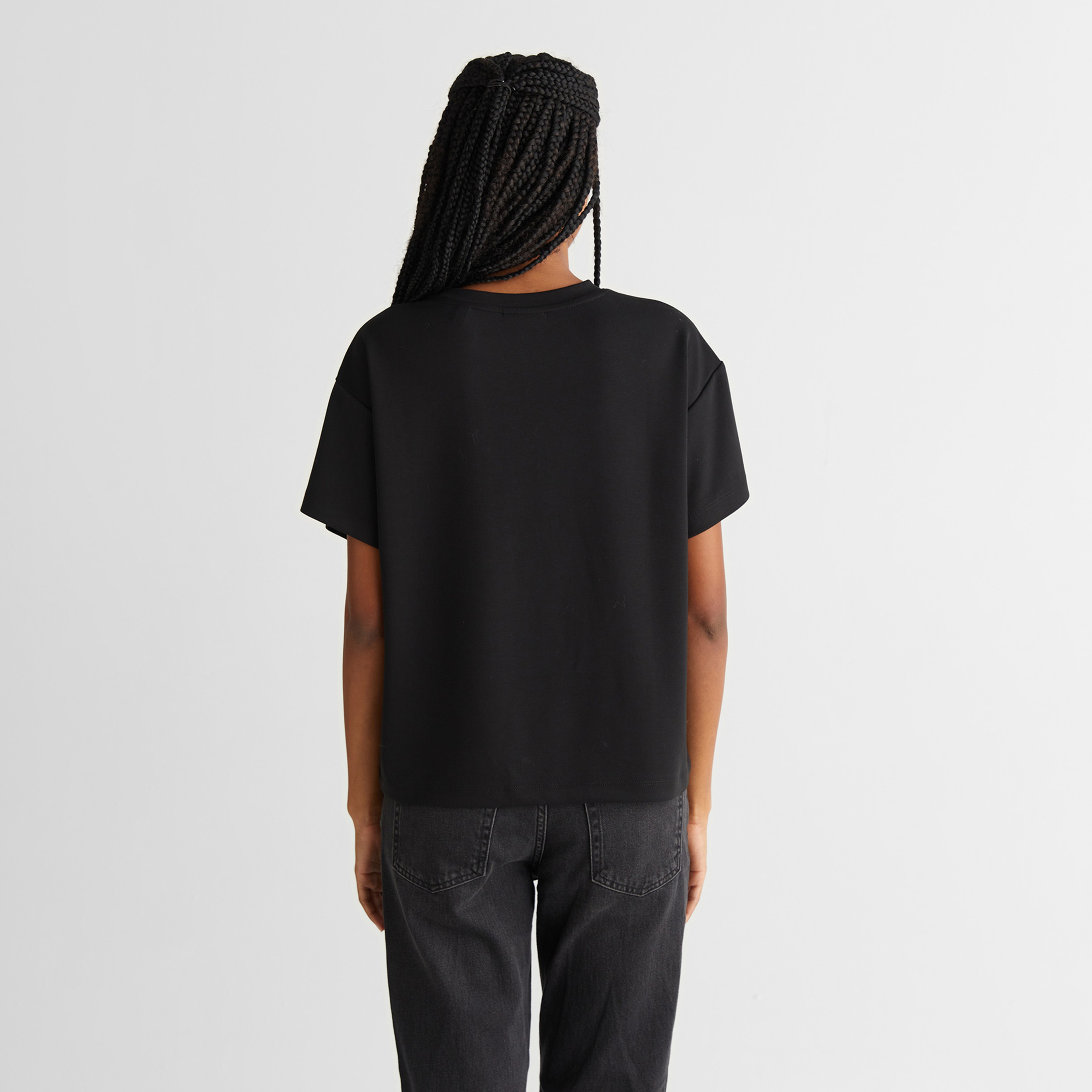 GANT Kadın Siyah Regular Fit Bisiklet Yaka T-Shirt