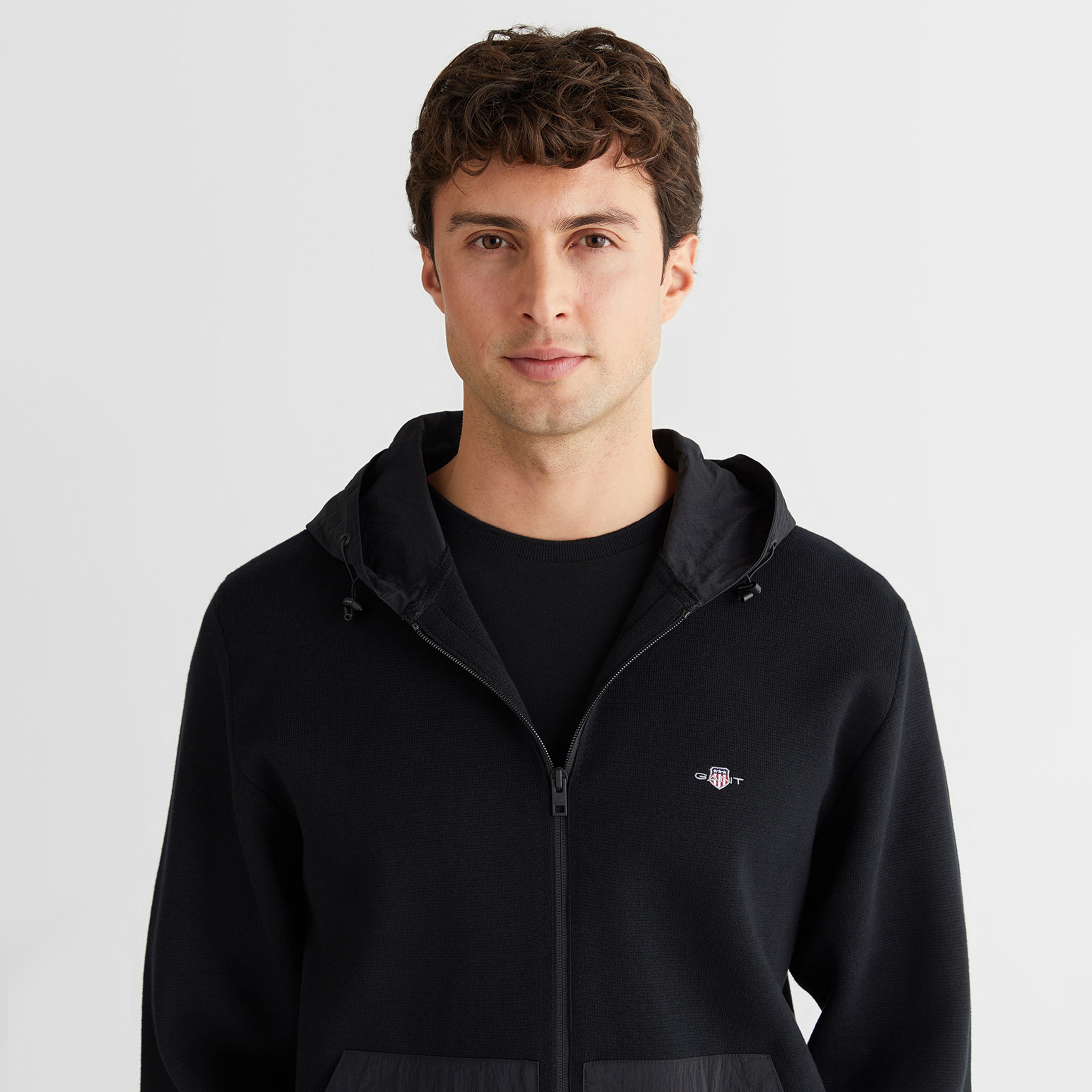 GANT Erkek Siyah Regular Fit Fermuarlı Triko