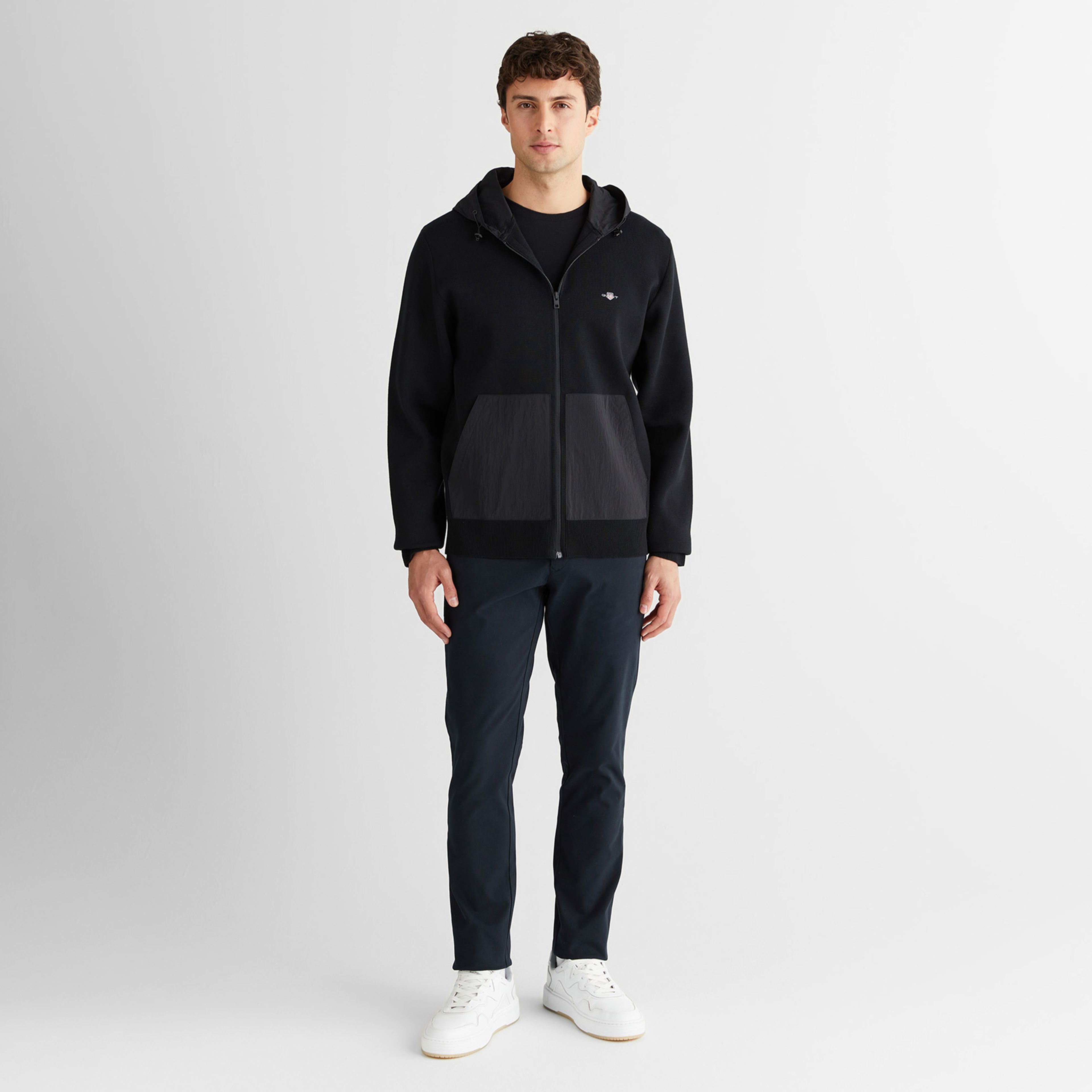 GANT Erkek Siyah Regular Fit Fermuarlı Triko