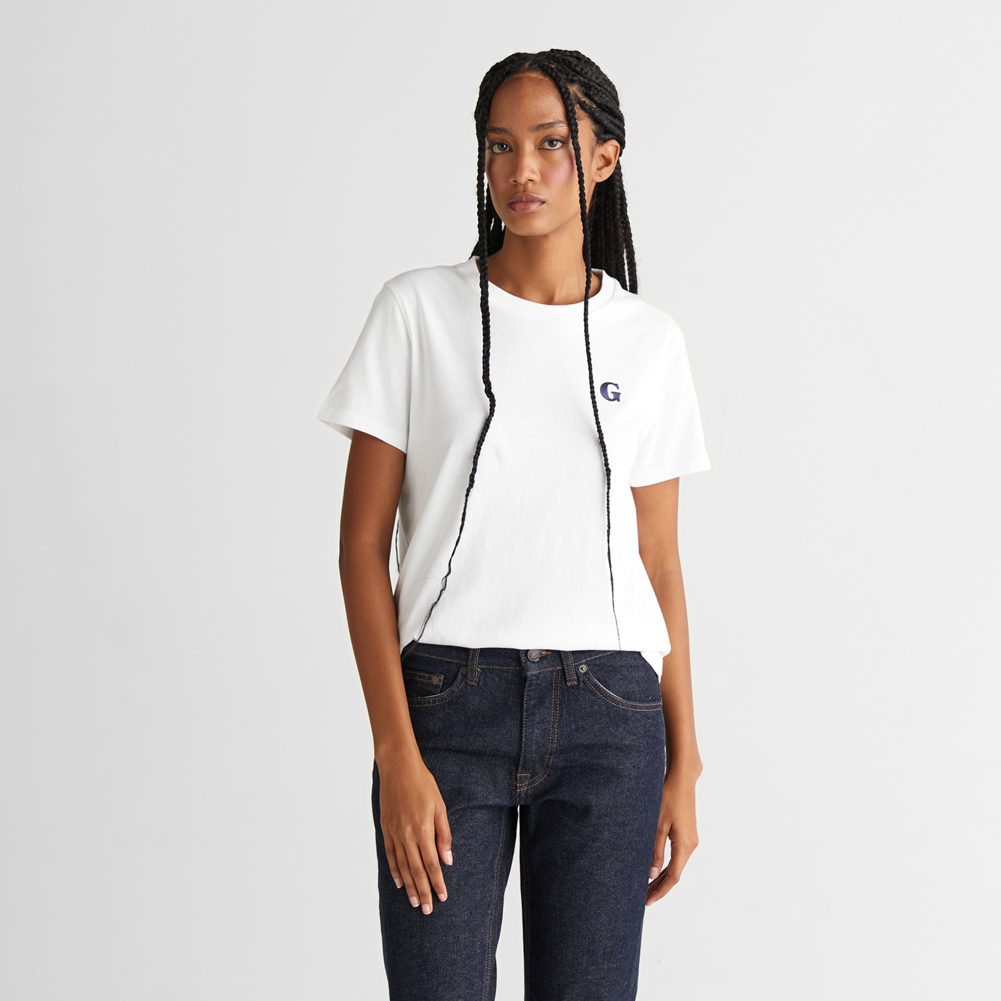 GANT Kadın Beyaz Regular Fit Bisiklet Yaka T-Shirt