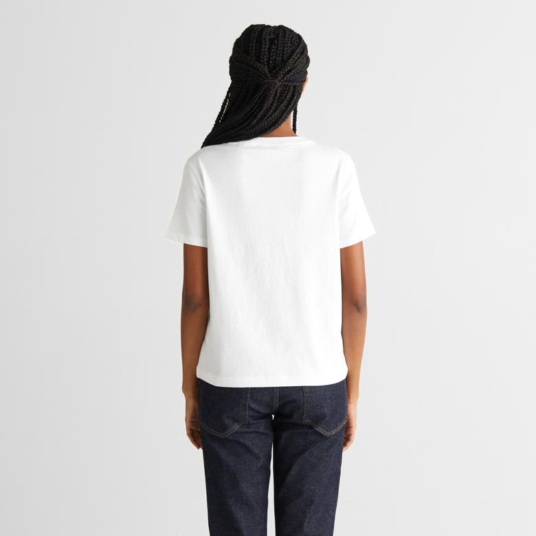 GANT Kadın Beyaz Regular Fit Bisiklet Yaka T-Shirt