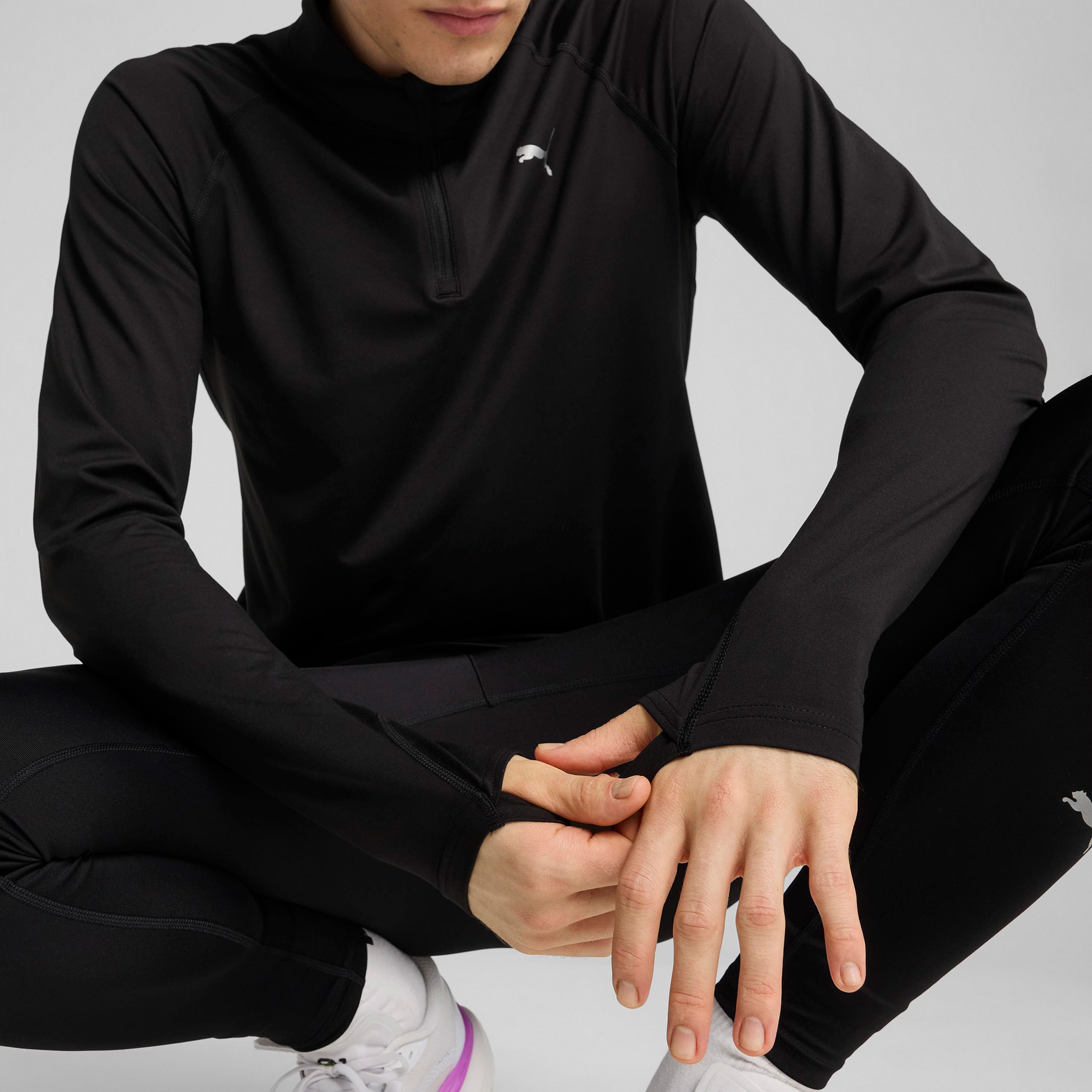 Puma Run Veloty Cldspn 1-4 Zip Erkek Siyah Koşu T-Shirt