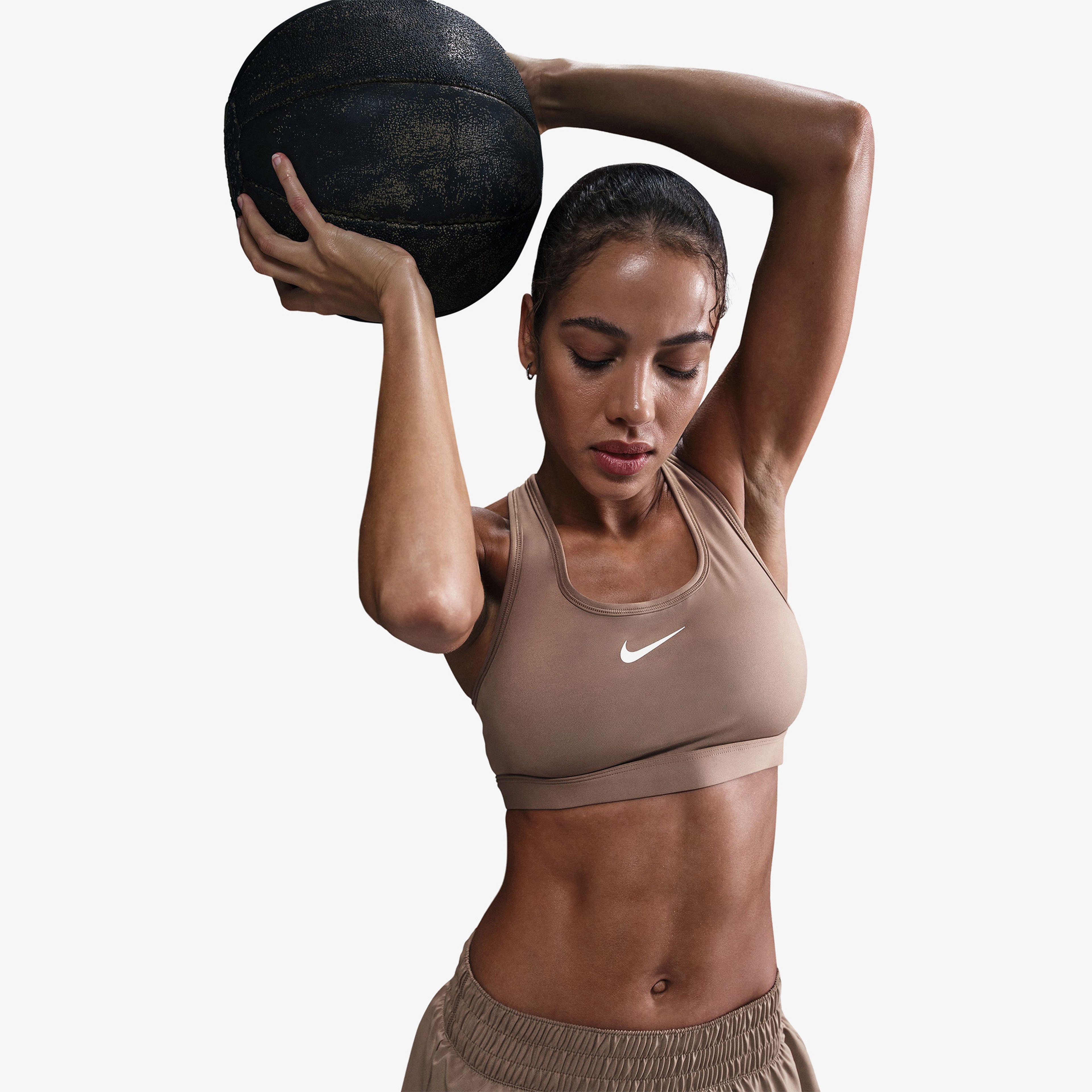 Nike Swoosh Medium Support Kadın Kahverengi Bra