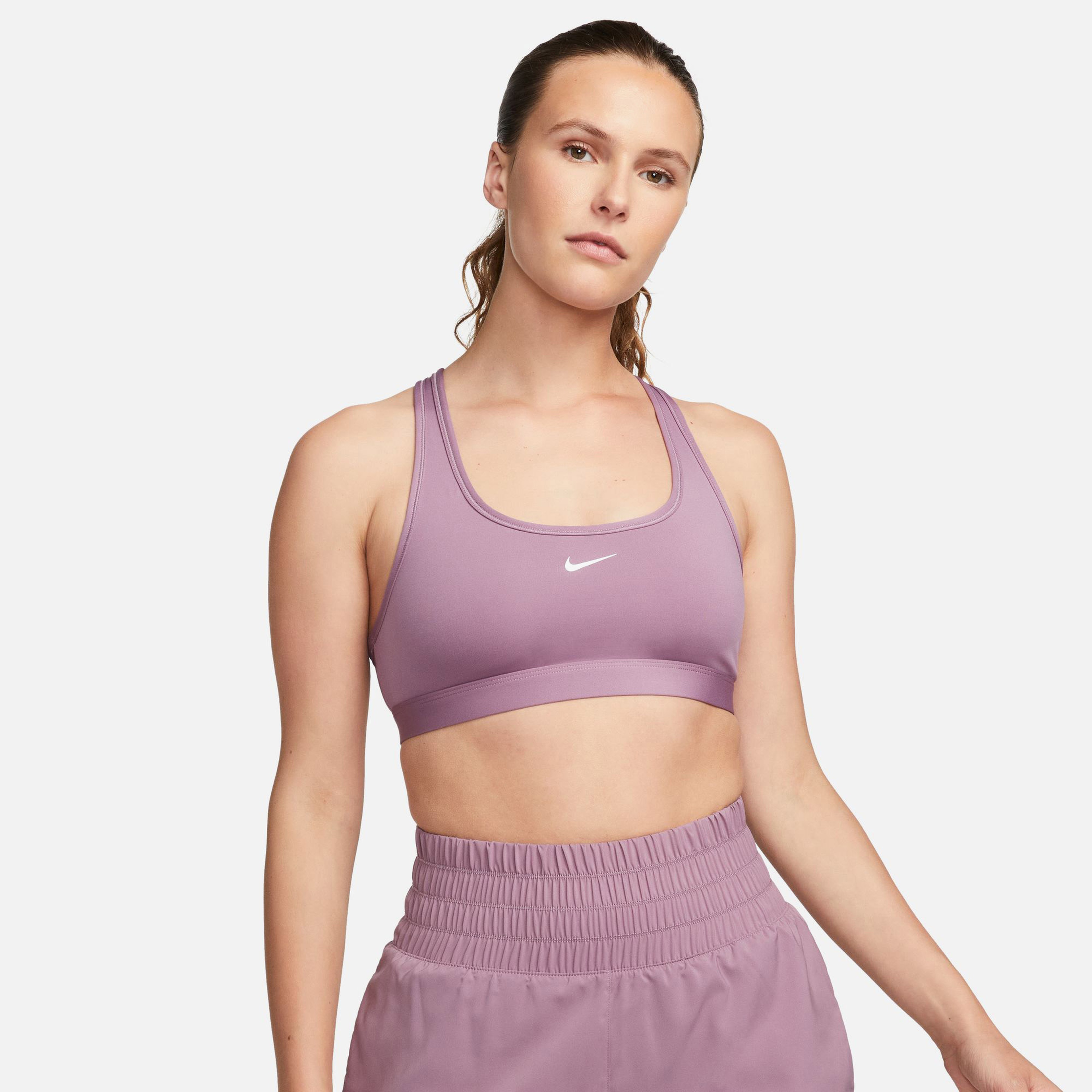 Nike Swoosh Light Sport Kadın Mor Antrenman Bra