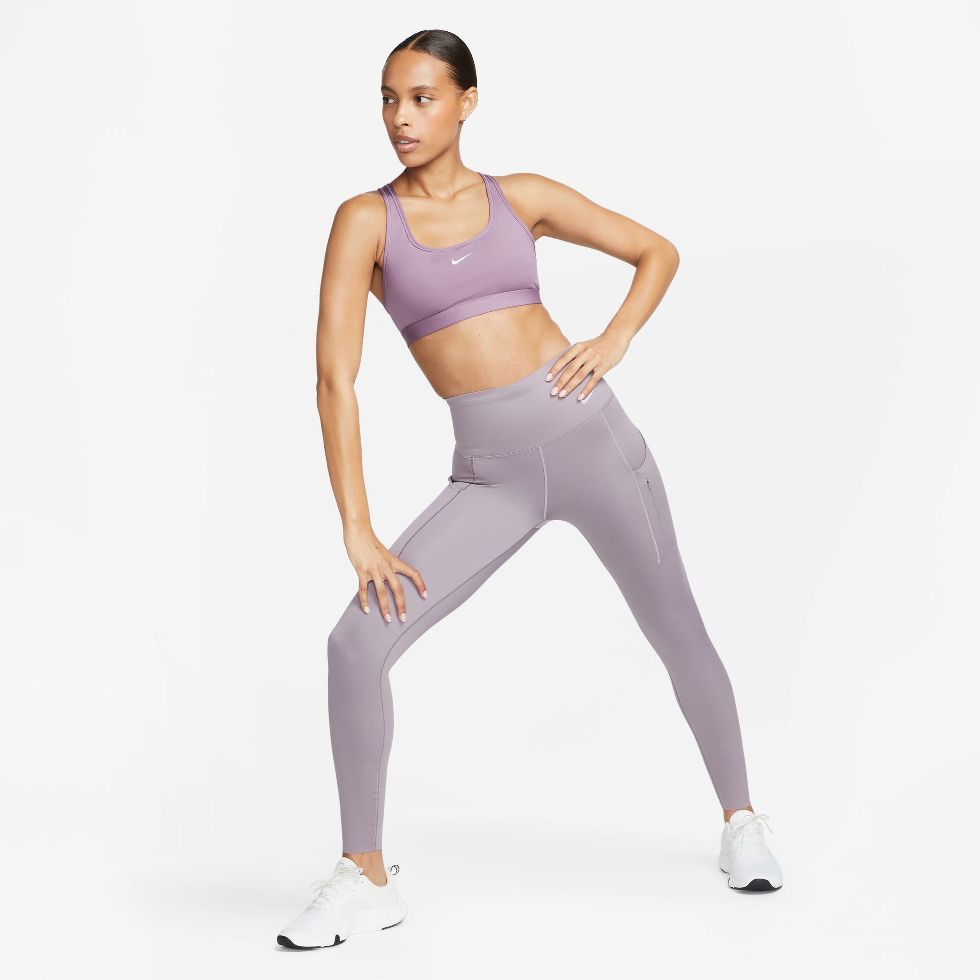 Nike Swoosh Light Sport Kadın Mor Antrenman Bra