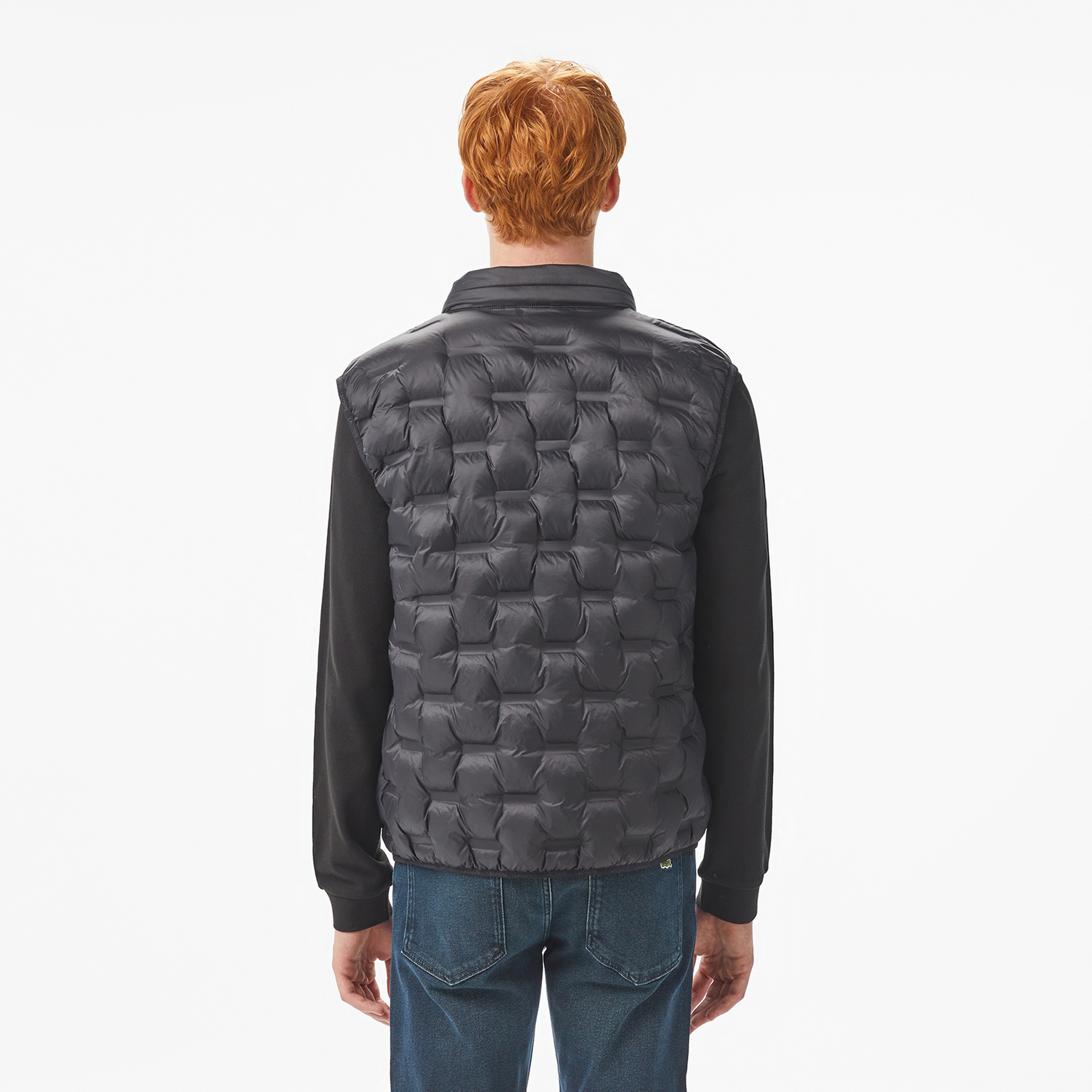 Erkek Dik Yaka Kapitone Siyah Yelek