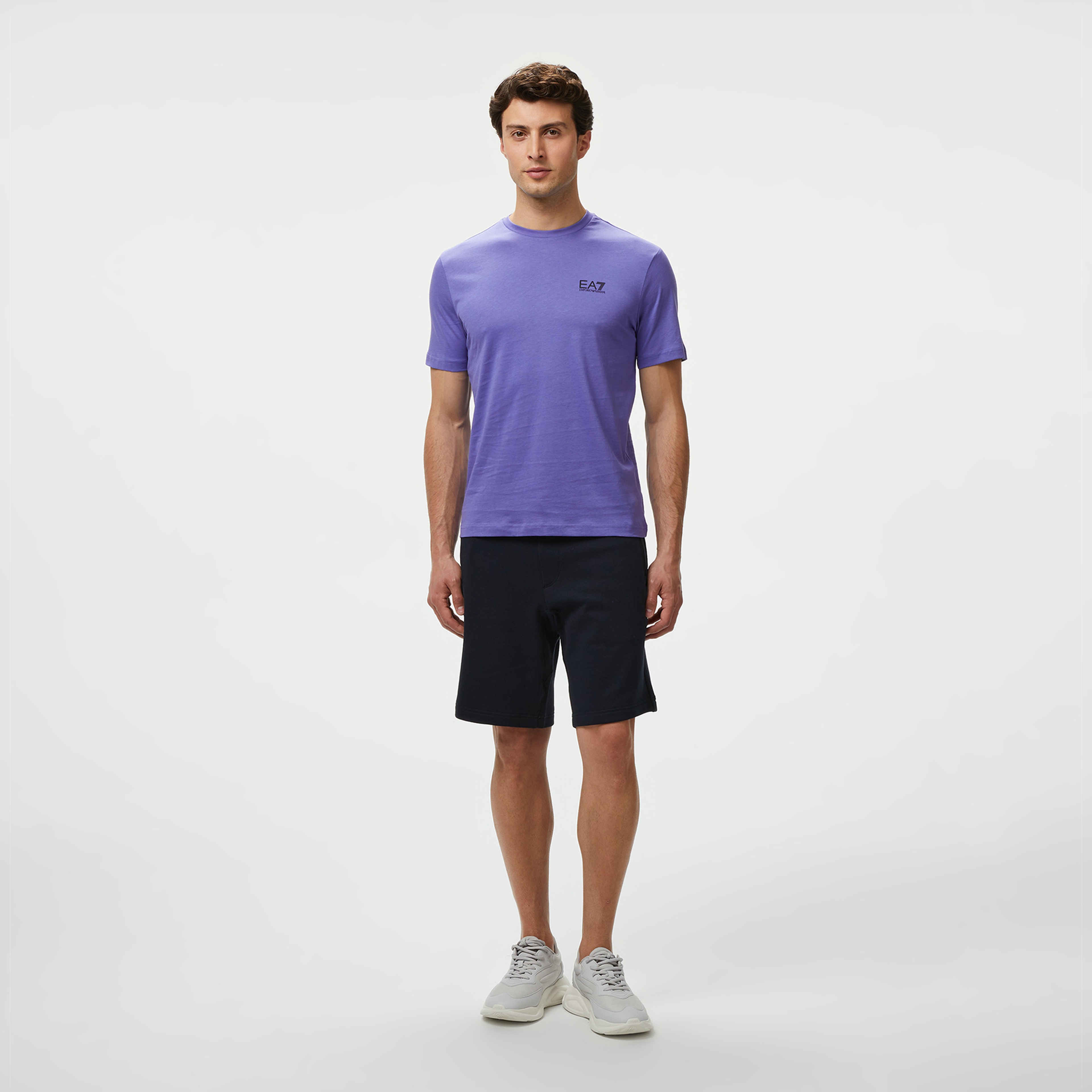 EA7 Erkek Mavi Bisiklet Yaka T-Shirt